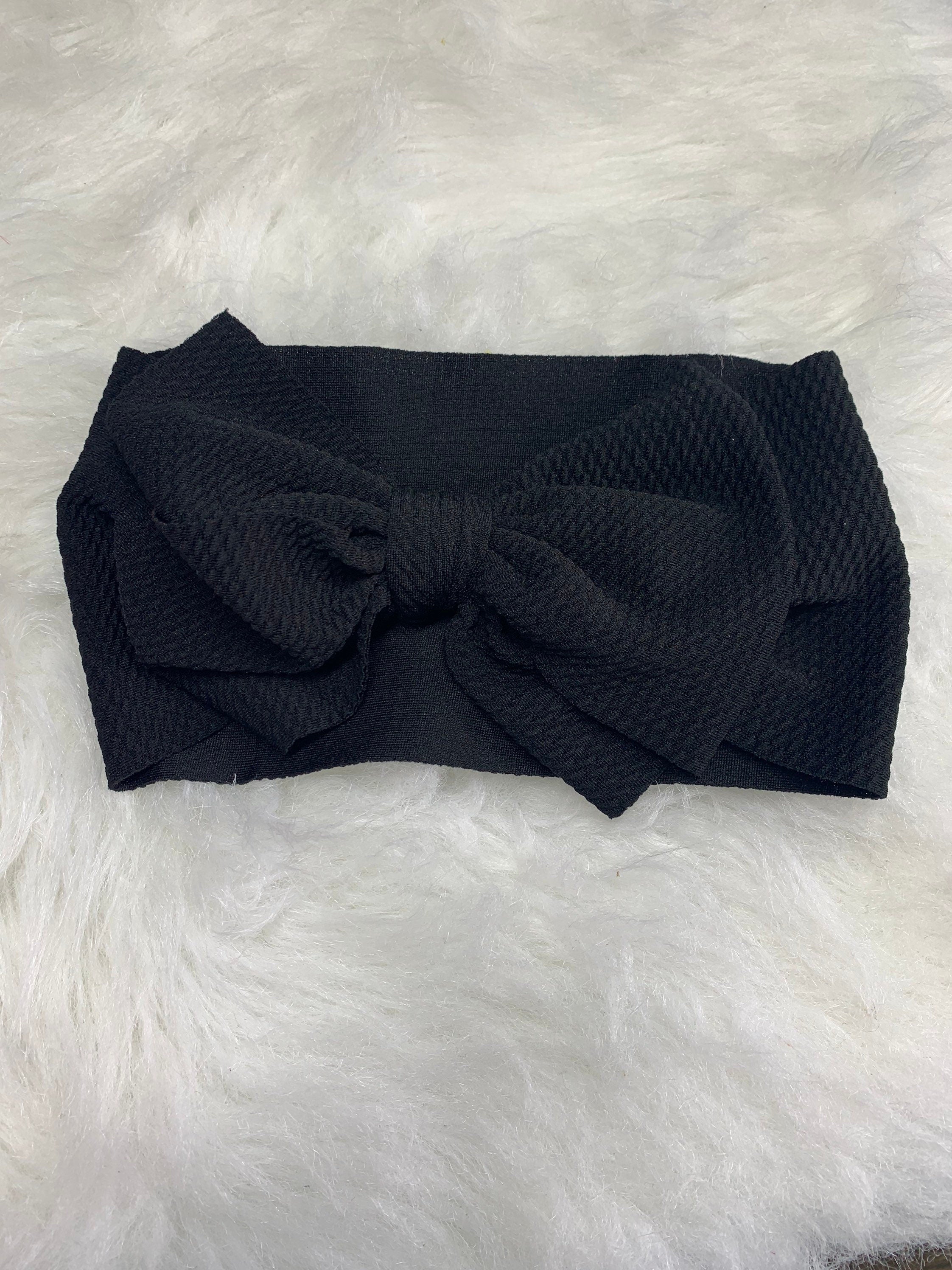 Image of Adorable Baby Headband with Bow - Hand-Tied Infant Soft & Stretchy Headband