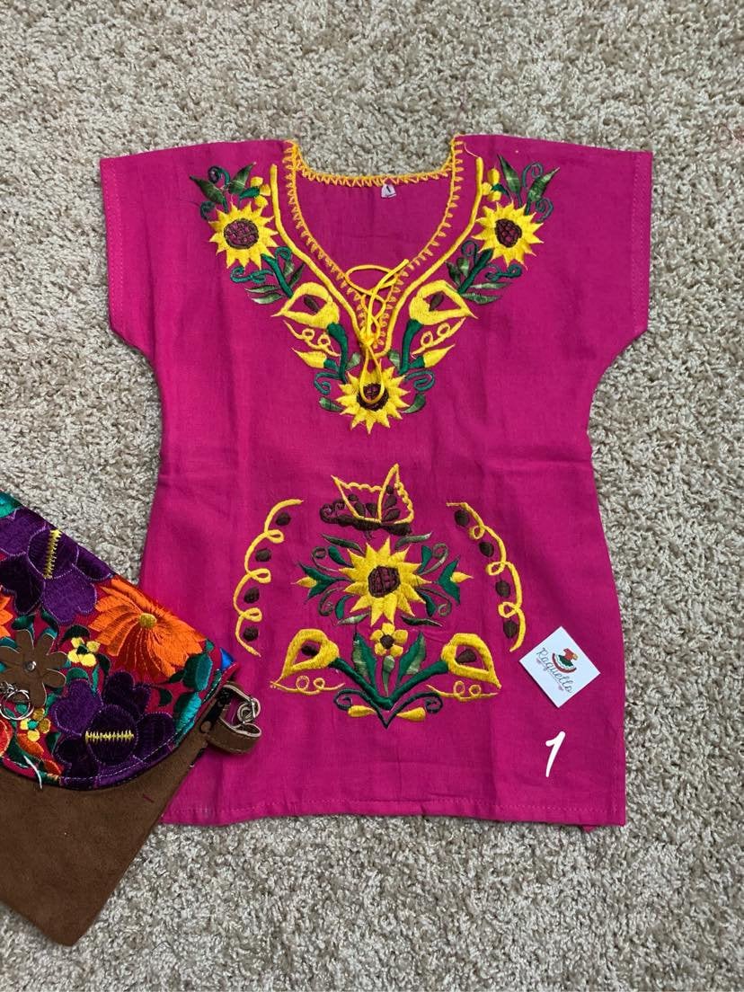 Image of 9-12 Months - Embroidered Floral Dress - Handmade Embroidered Dress