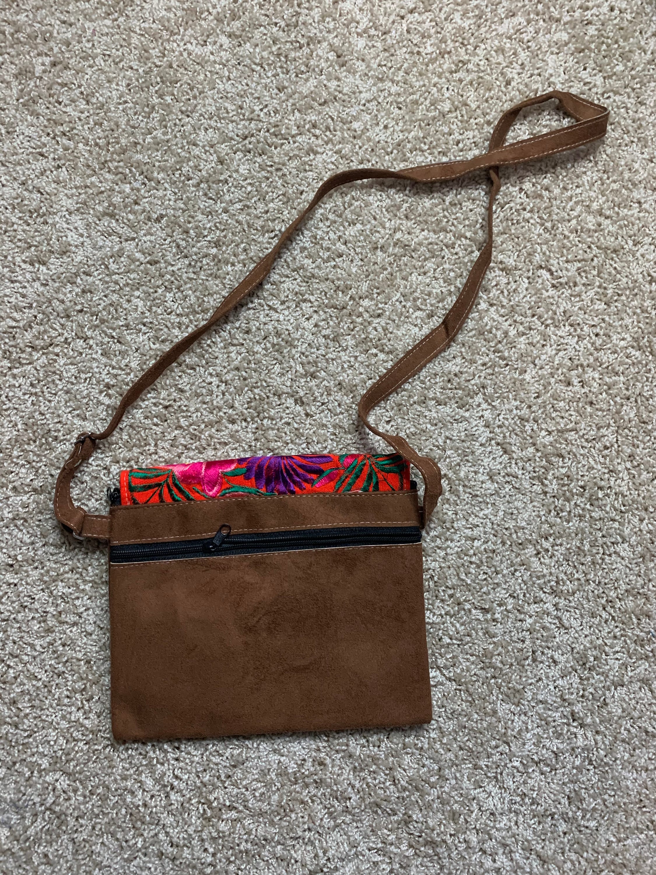 Mexican Embroidered Messenger Bag - Handmade Artisanal Bag- Adjustable Strap Bag