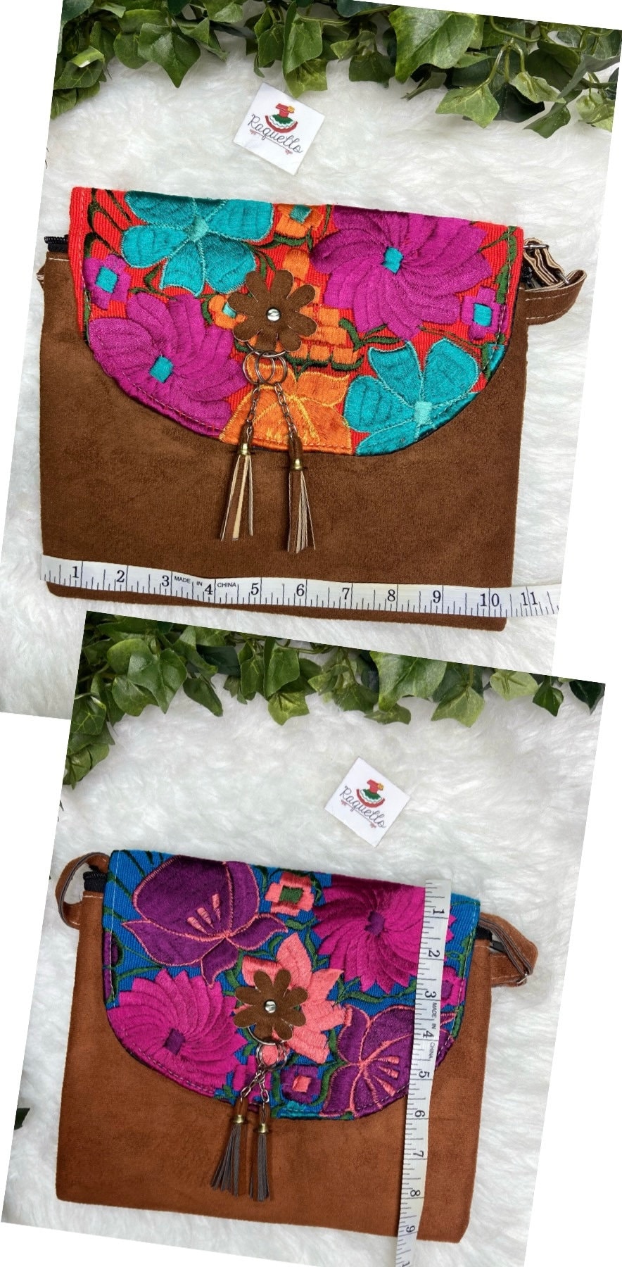 Image of Mexican Embroidered Messenger Bag - Handmade Artisanal Bag- Adjustable Strap Bag
