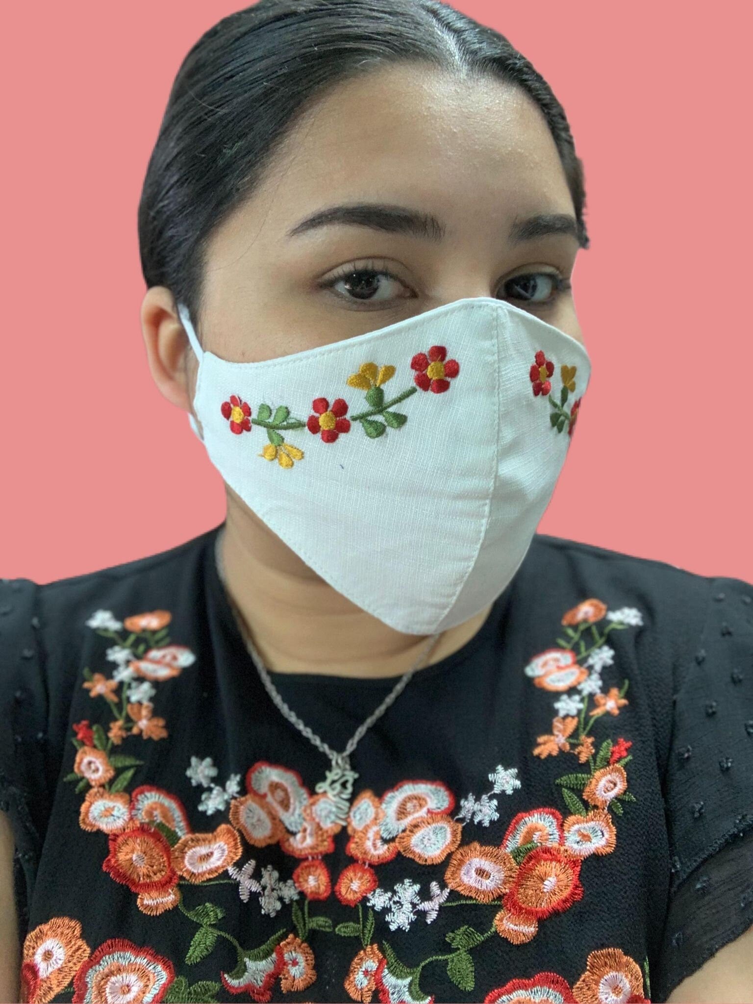 Mexican Simple Embroidered Face Mask - Handmade Artisanal Face Masks