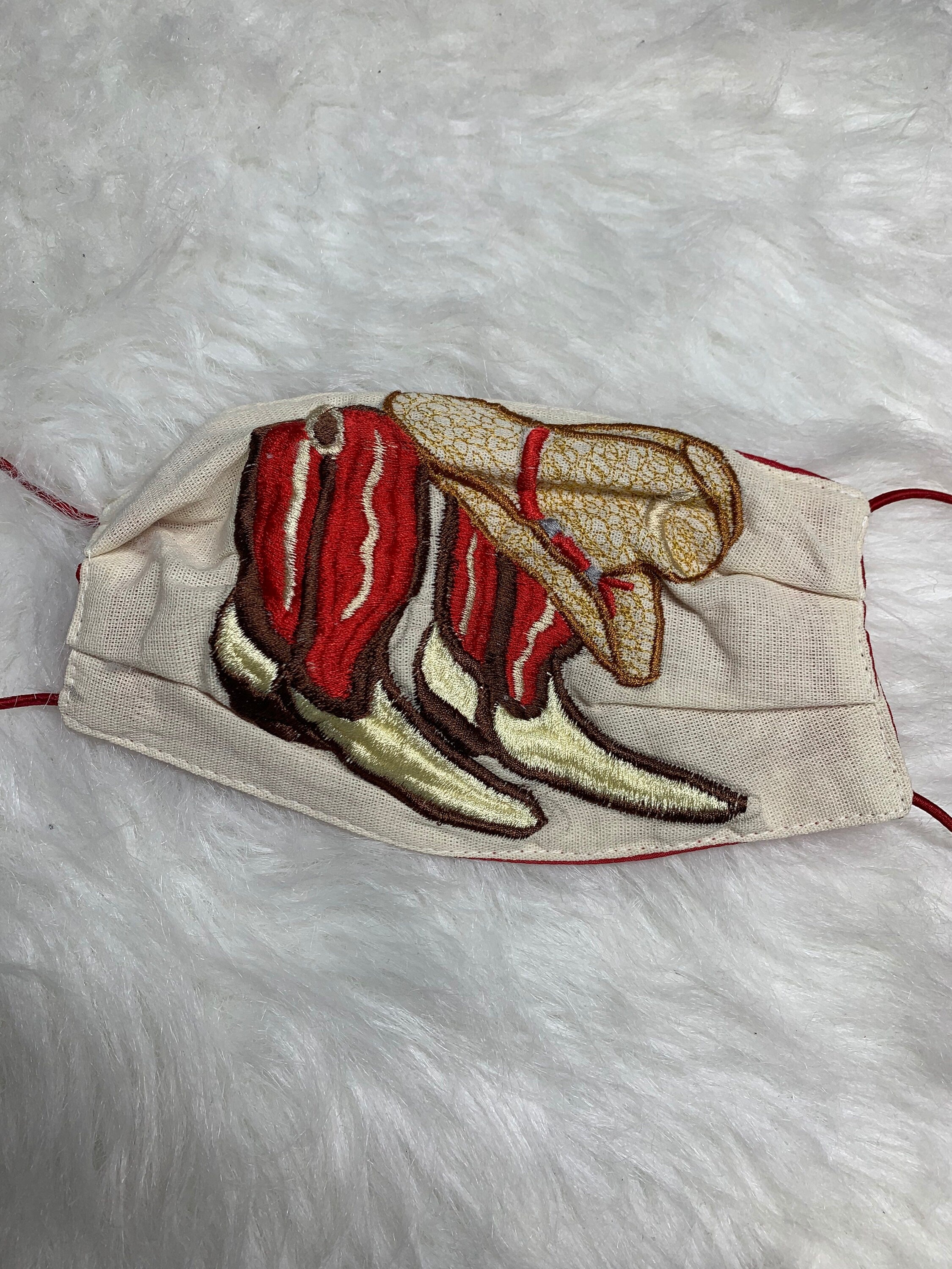 Image of Cowgirl Boots Embroidered Face Mask - Handmade Embroidered Face Mask