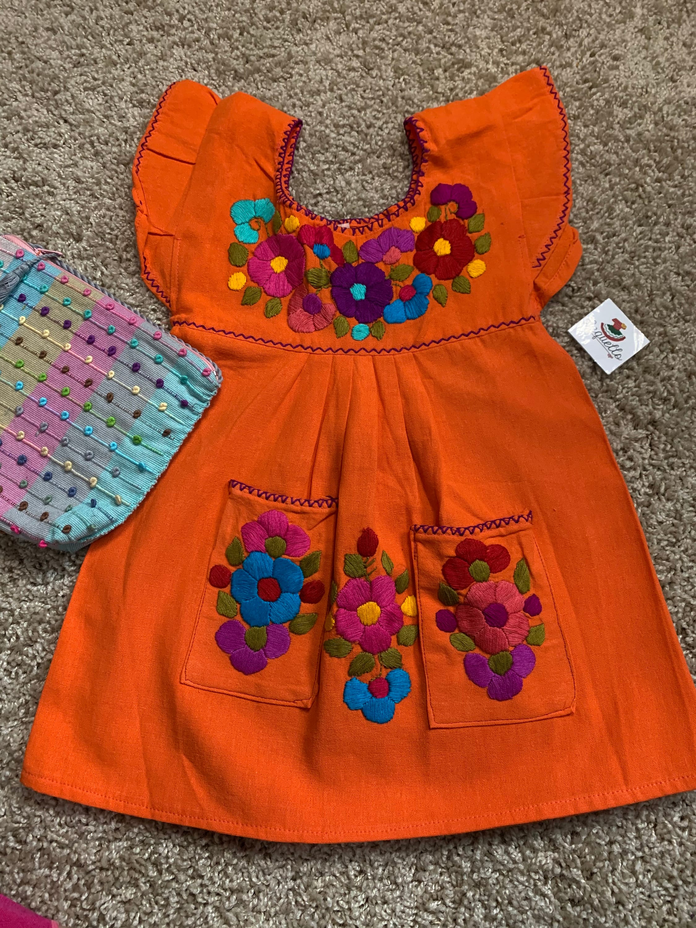 2T Handmade Mexican Floral Embroidered Girls Dress - Hand Embroidered Floral Dress