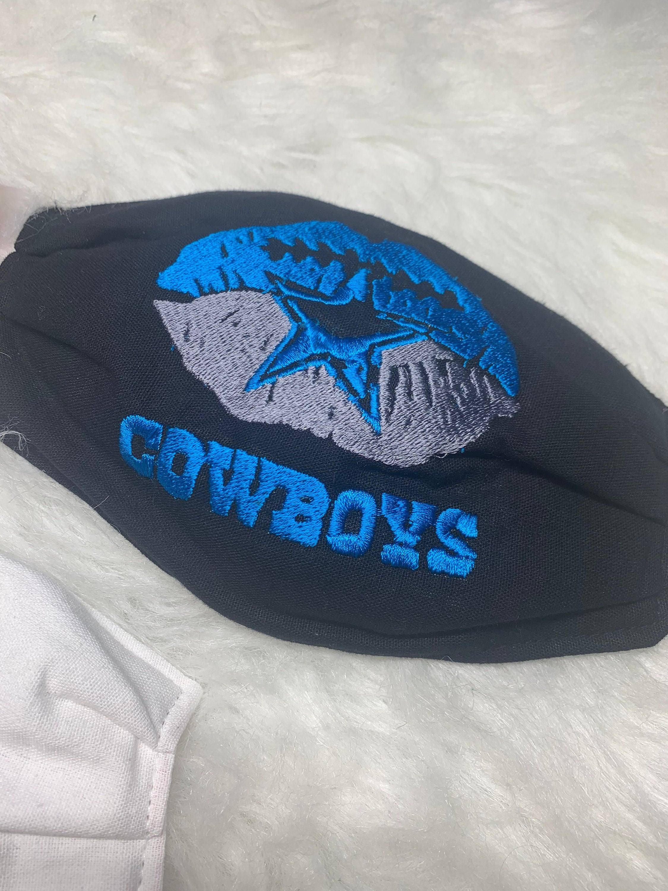 Image of Dallas Cowboy Embroidered Face Mask - Handmade Embroidered Face Mask