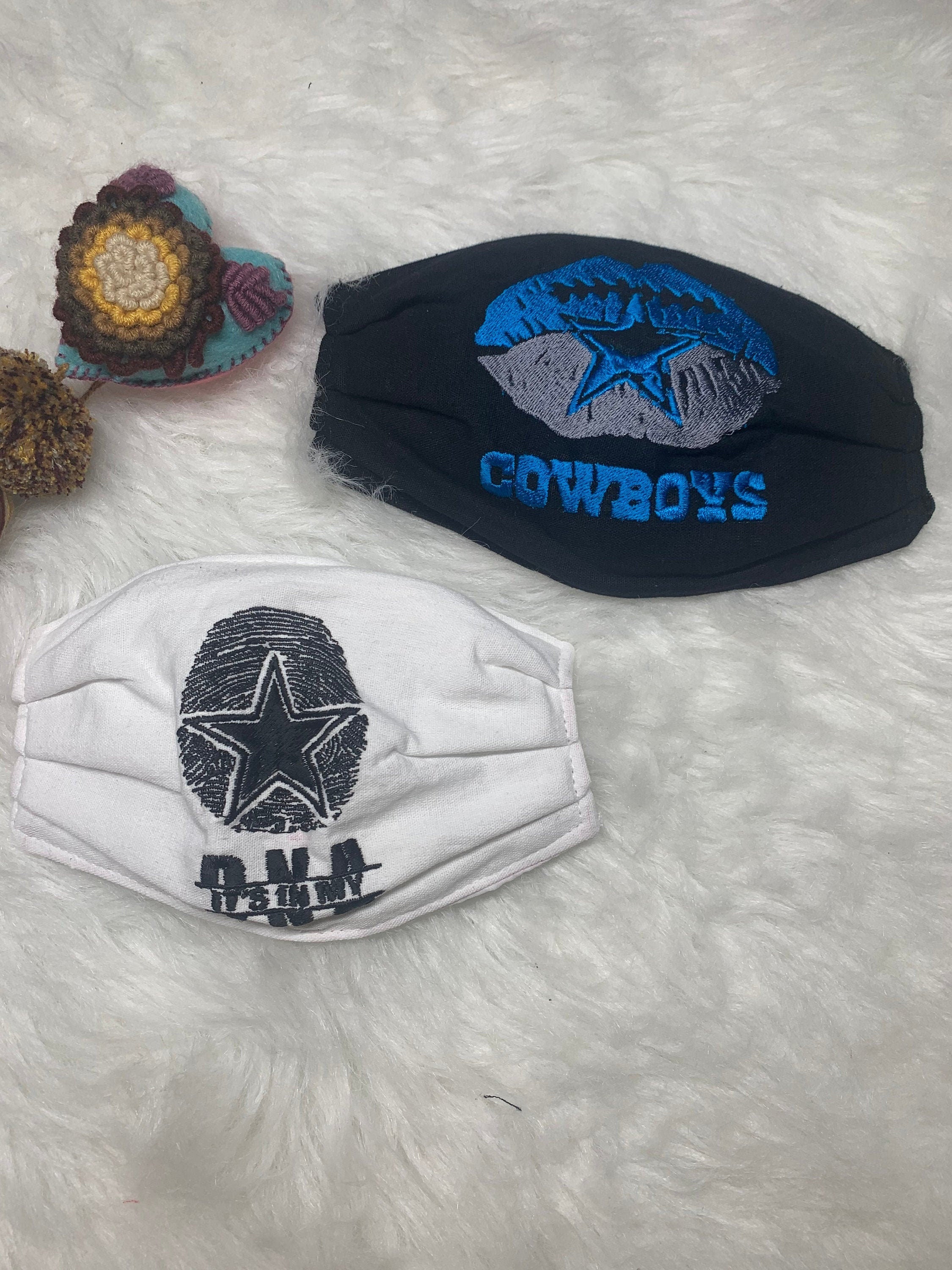 Image of Dallas Cowboy Embroidered Face Mask - Handmade Embroidered Face Mask