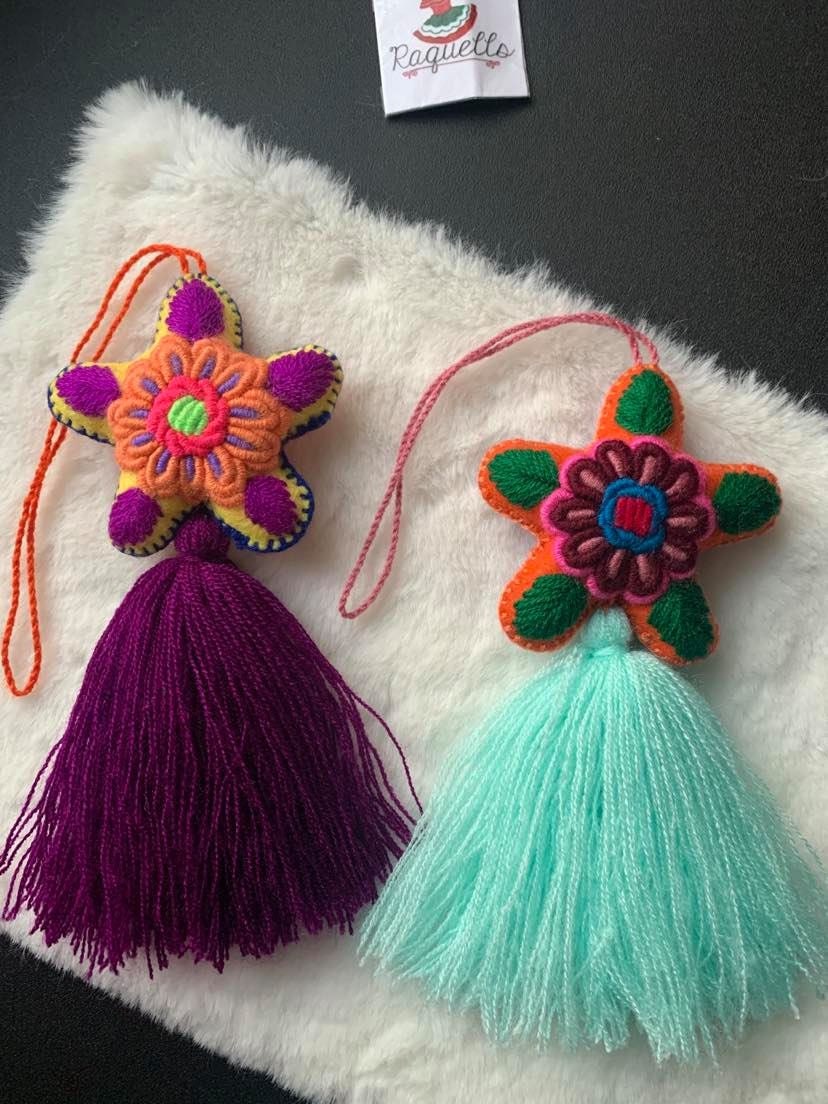 Image of Handmade Star Tassel Keychain - Artisanal Star Keychain