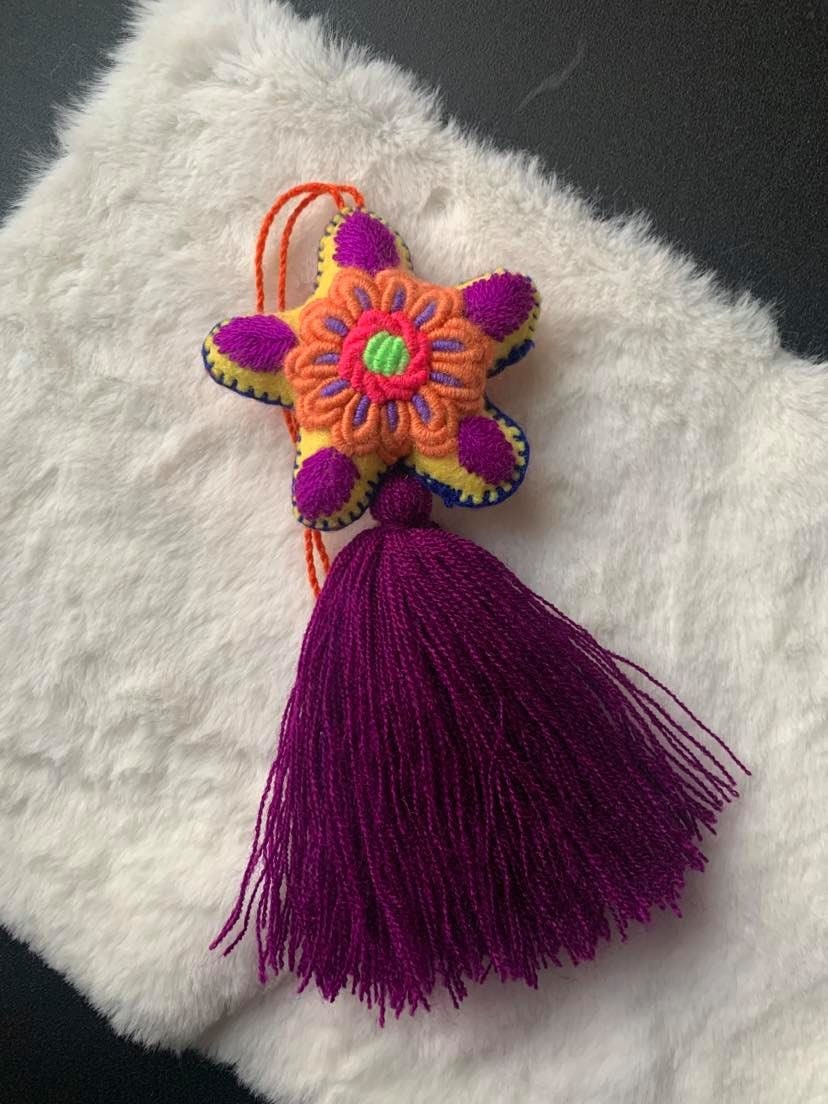 Image of Handmade Star Tassel Keychain - Artisanal Star Keychain