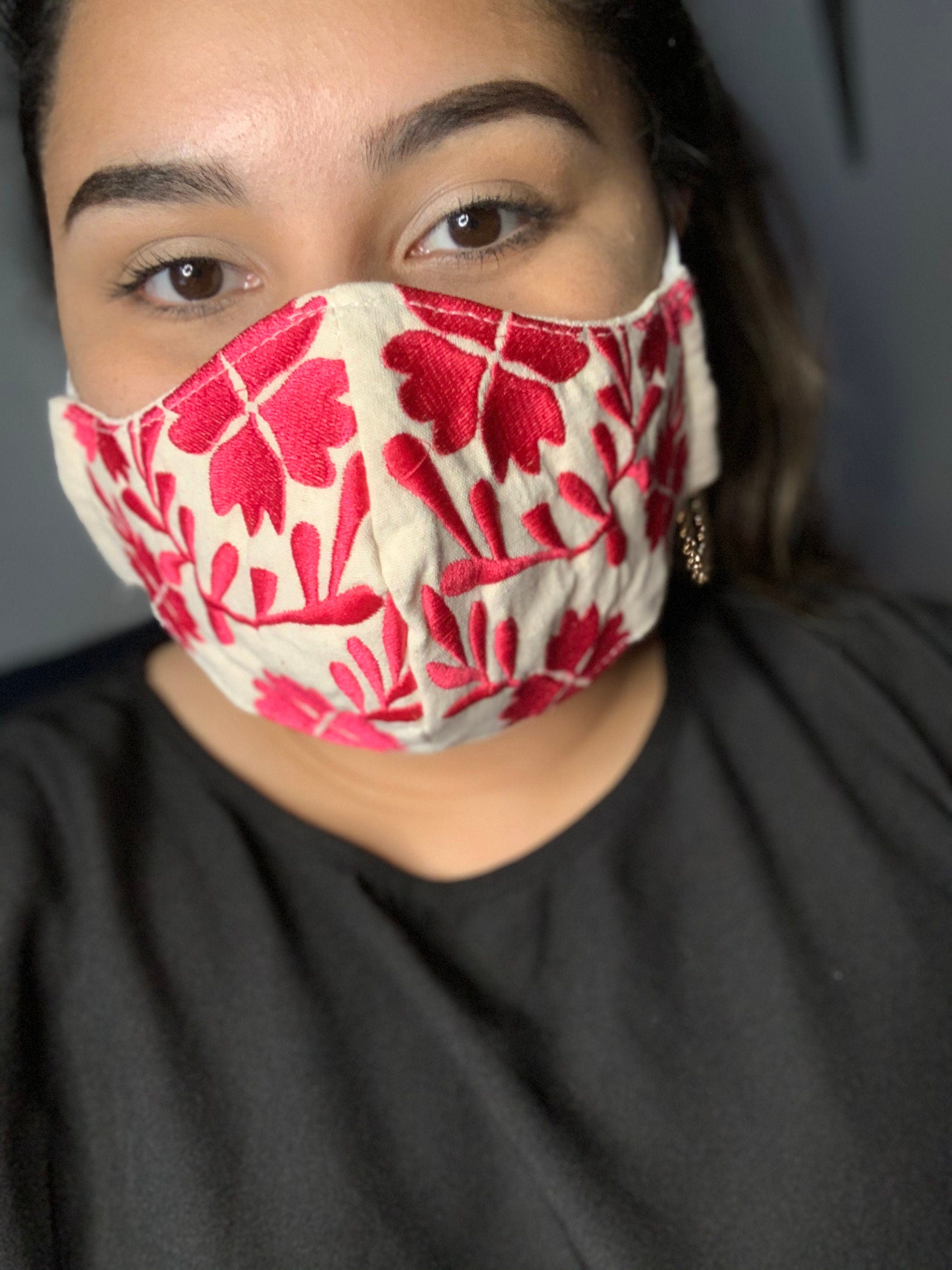 Image of Mexican Floral Embroidered Face Masks - Handmade Face Masks