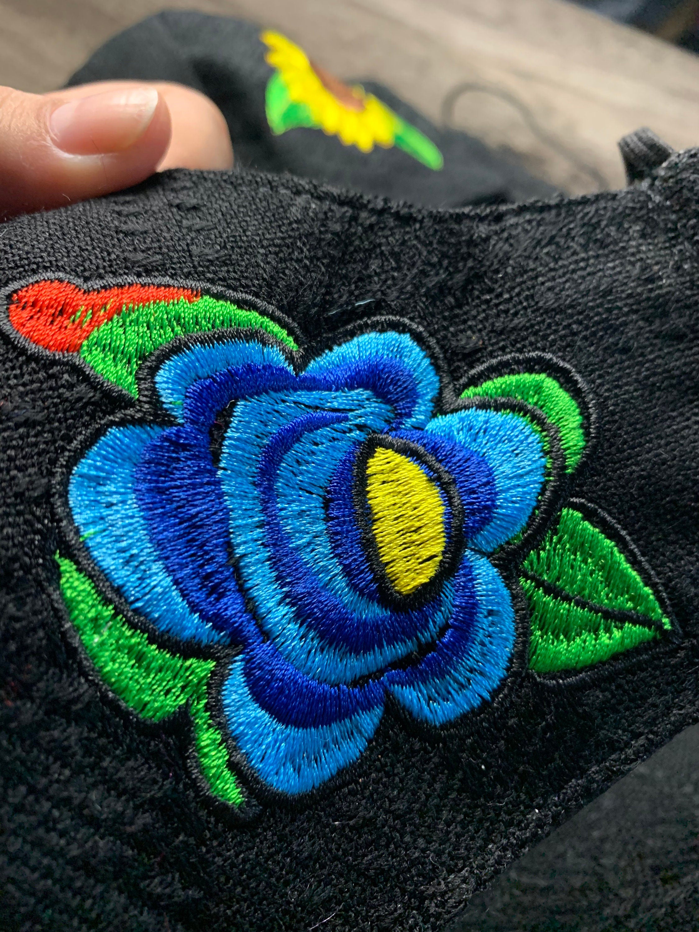 Black Artisanal Embroidered Face Mask - Handmade Mexican Face Mask