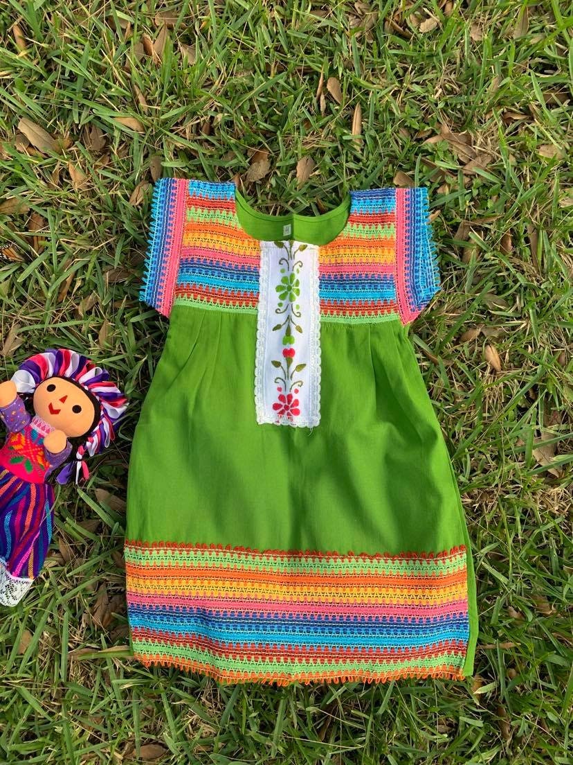 Image of Rainbow Artisanal Embroidered Girls Dress- Embroidered Dress