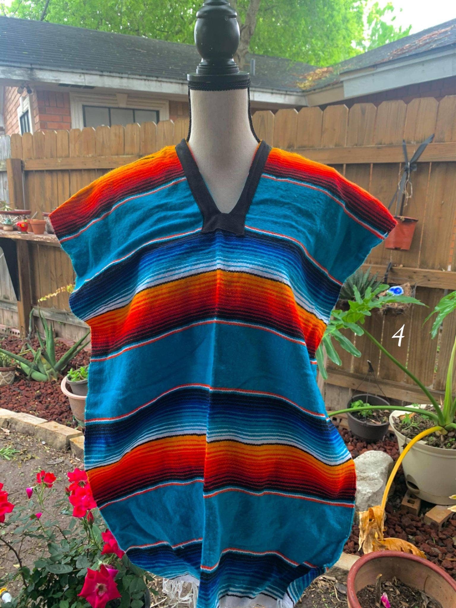 Image of Mexican Zarape Poncho ADULT SMALL - Handmade Zarape