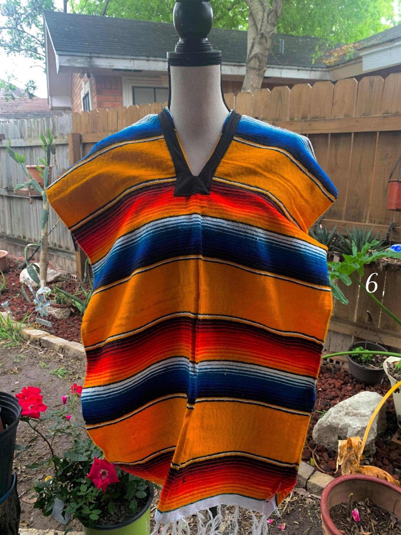 Image of Mexican Zarape Poncho ADULT SMALL - Handmade Zarape