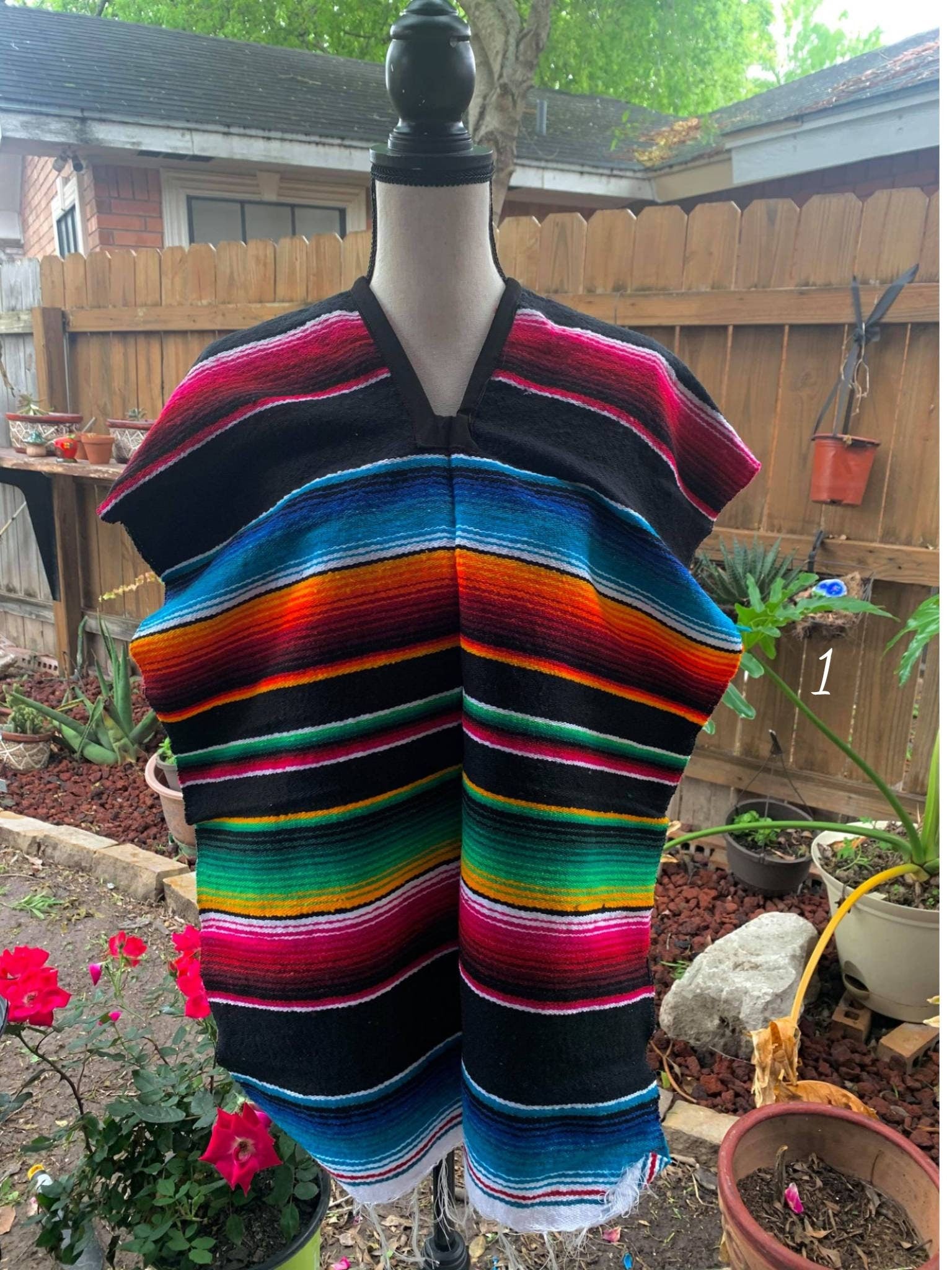 Mexican Zarape Poncho ADULT SMALL - Handmade Zarape