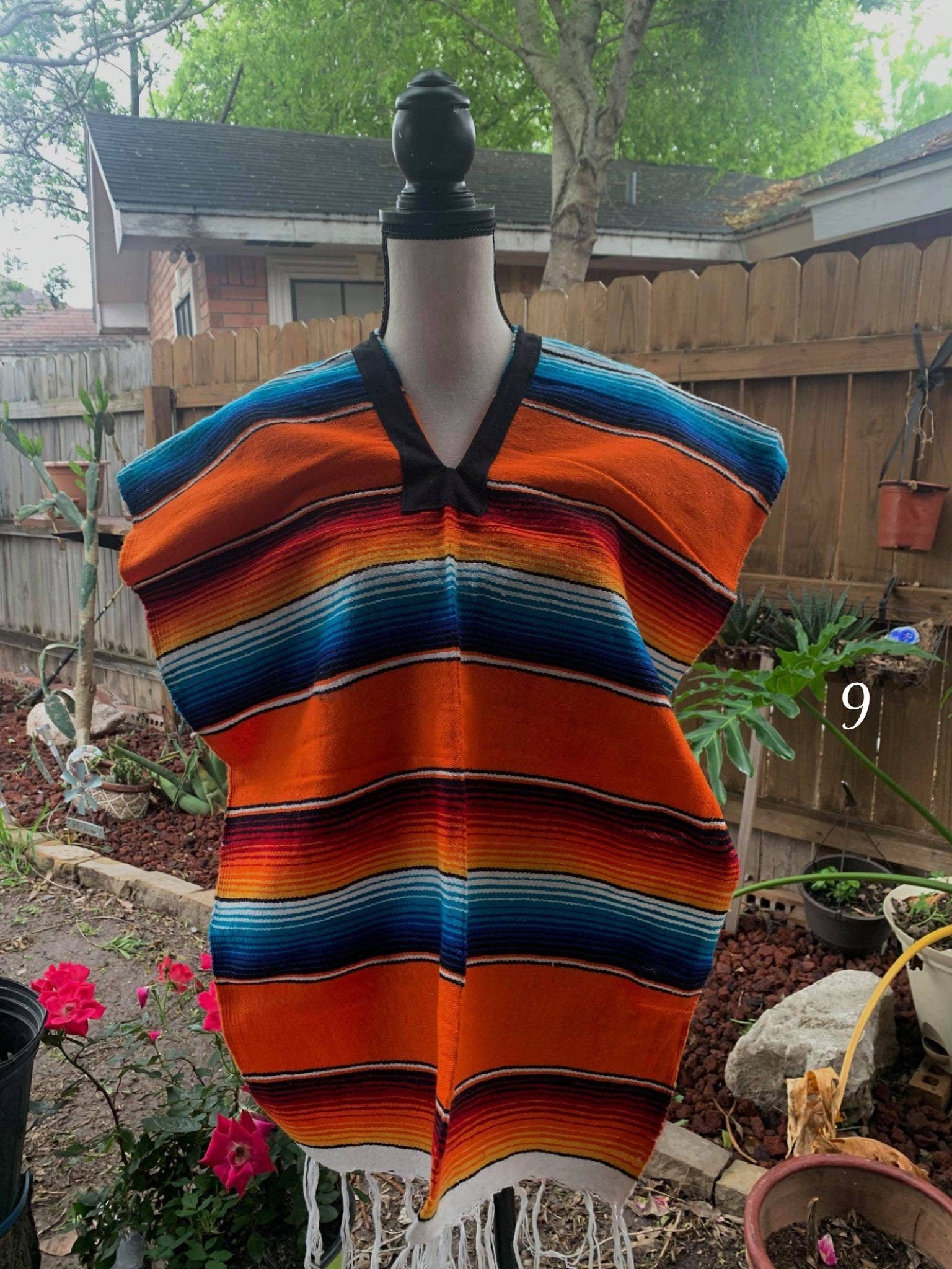 Image of Mexican Zarape Poncho ADULT SMALL - Handmade Zarape