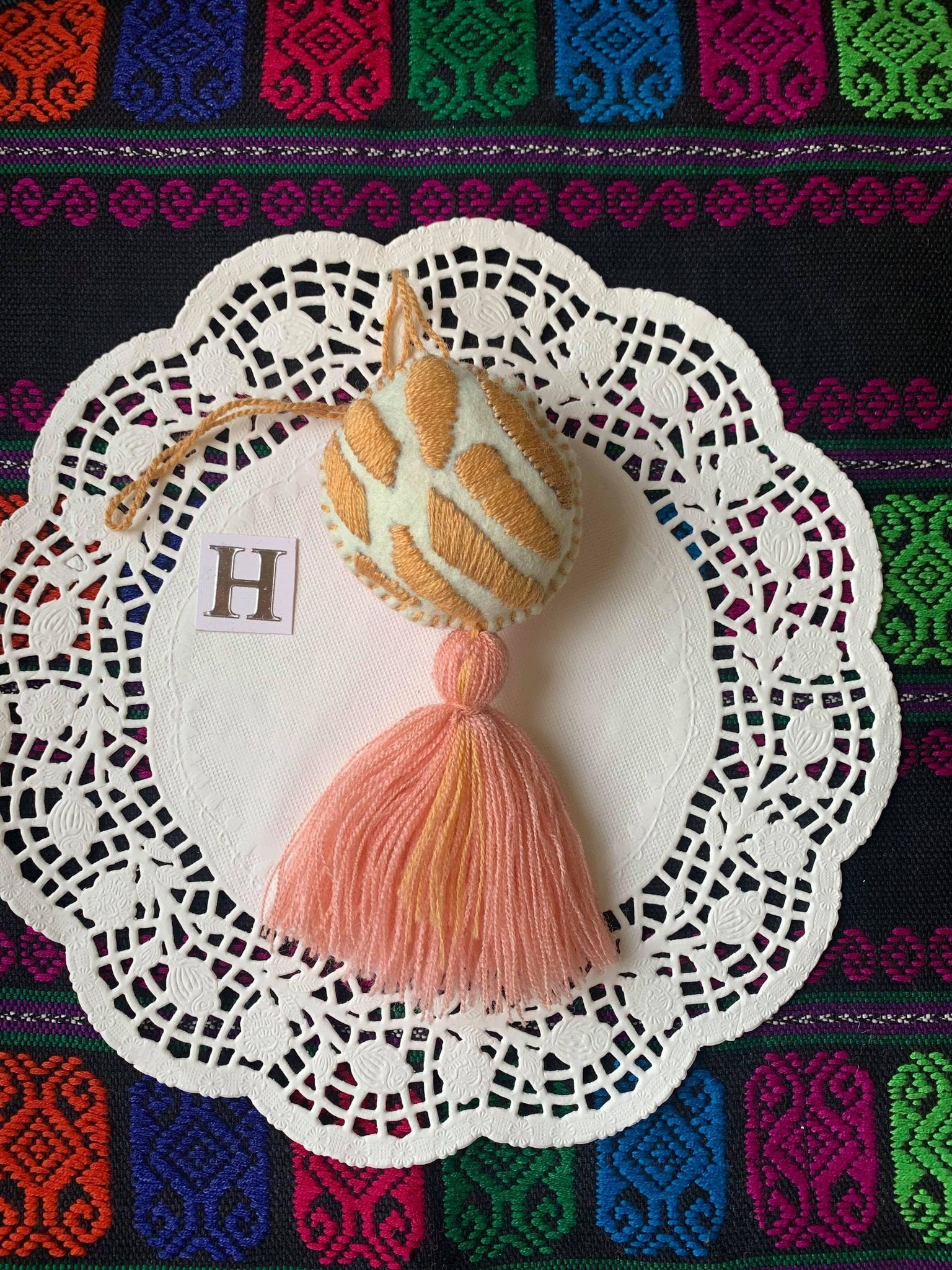 Handmade Mexican Concha Tassel Charm - Mexican Sweet Bread - Mexican Pastry