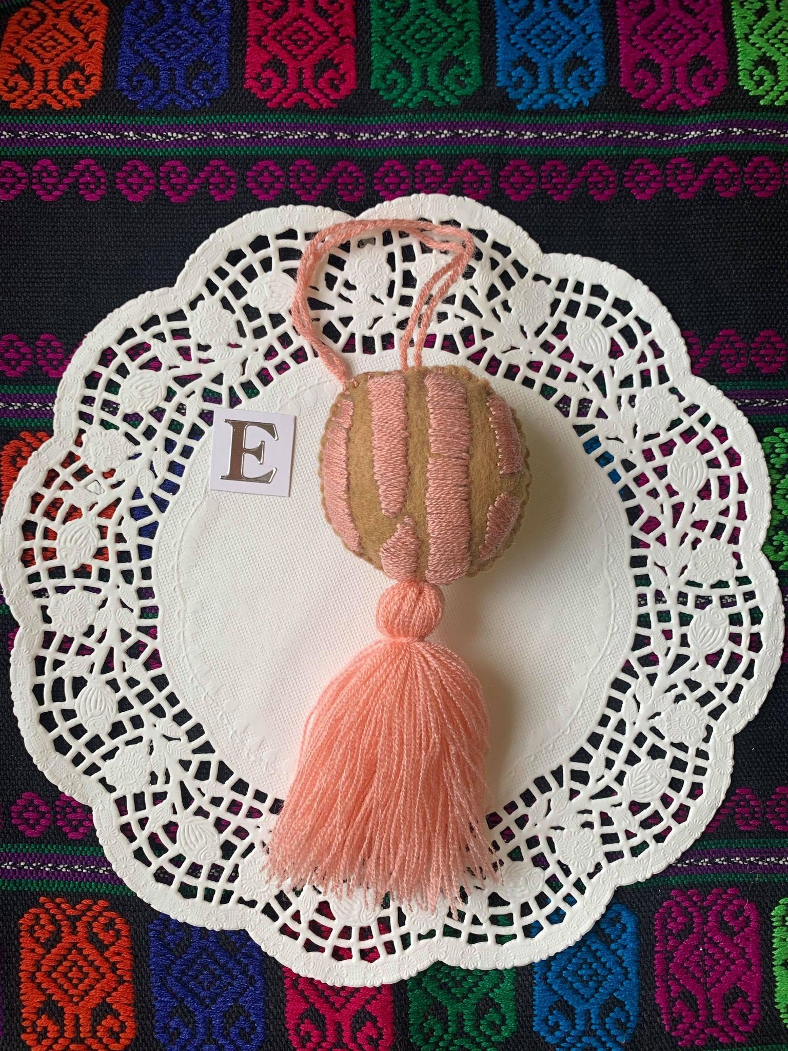 Image of Handmade Mexican Concha Tassel Charm - Mexican Sweet Bread - Mexican Pastry