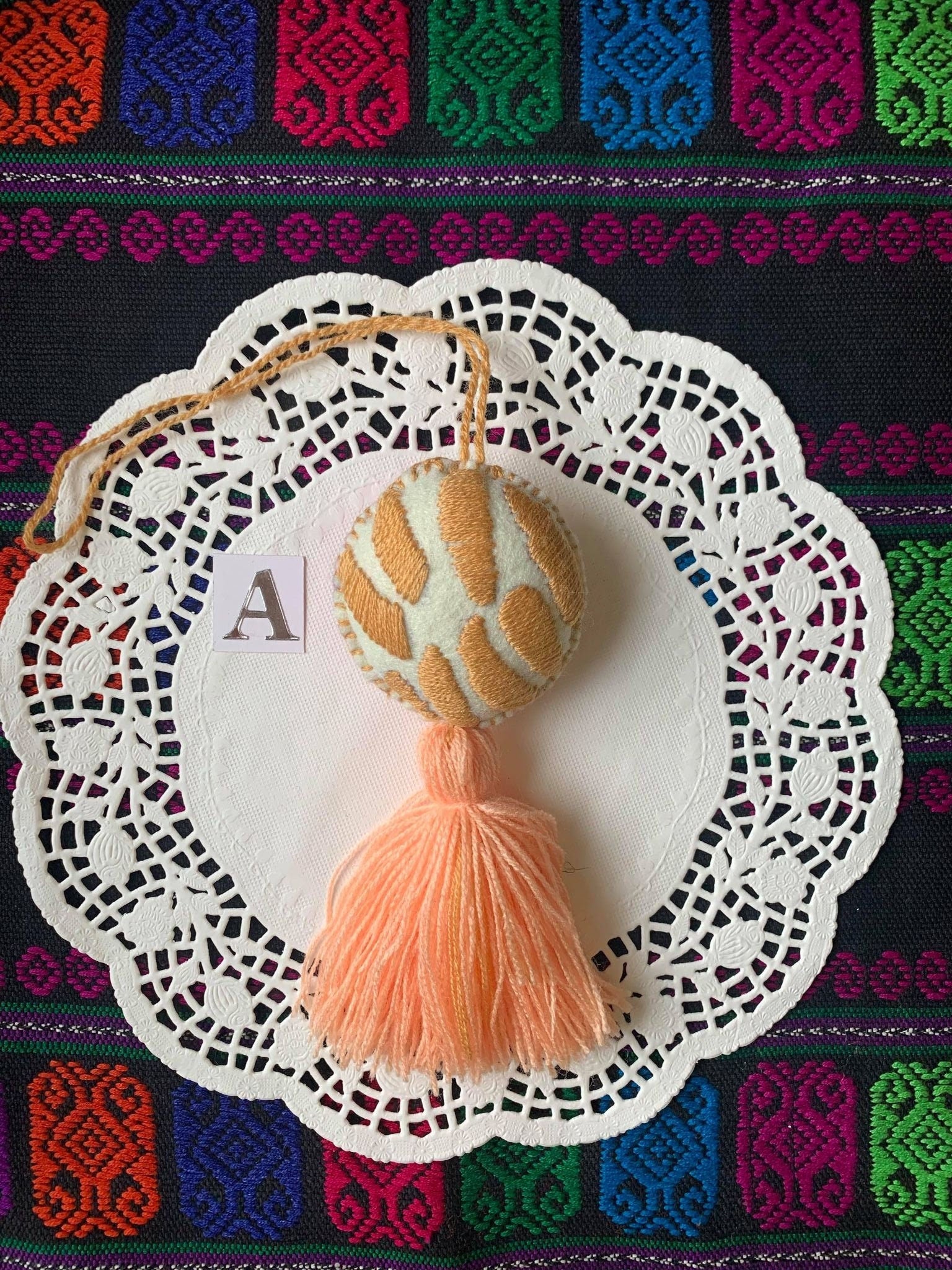 Image of Handmade Mexican Concha Tassel Charm - Mexican Sweet Bread - Mexican Pastry