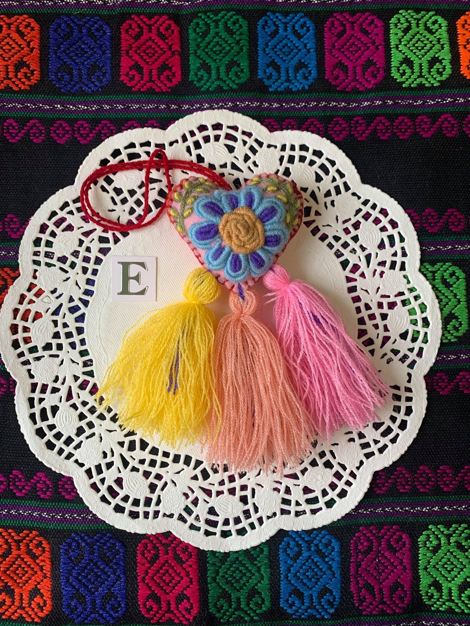 Image of Artisanal Heart Tassel Charm - Handmade Tassel Charm