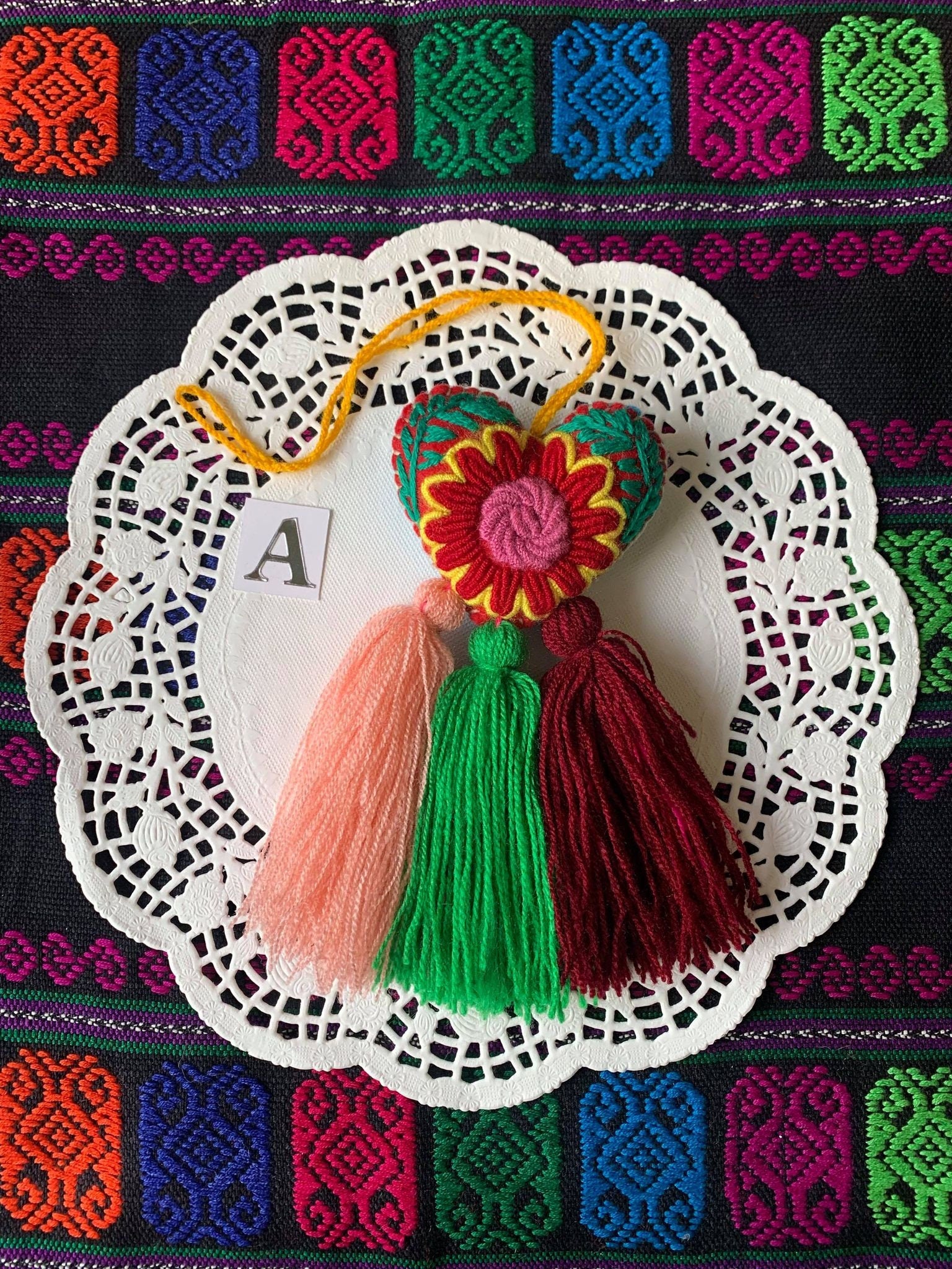 Image of Artisanal Heart Tassel Charm - Handmade Tassel Charm