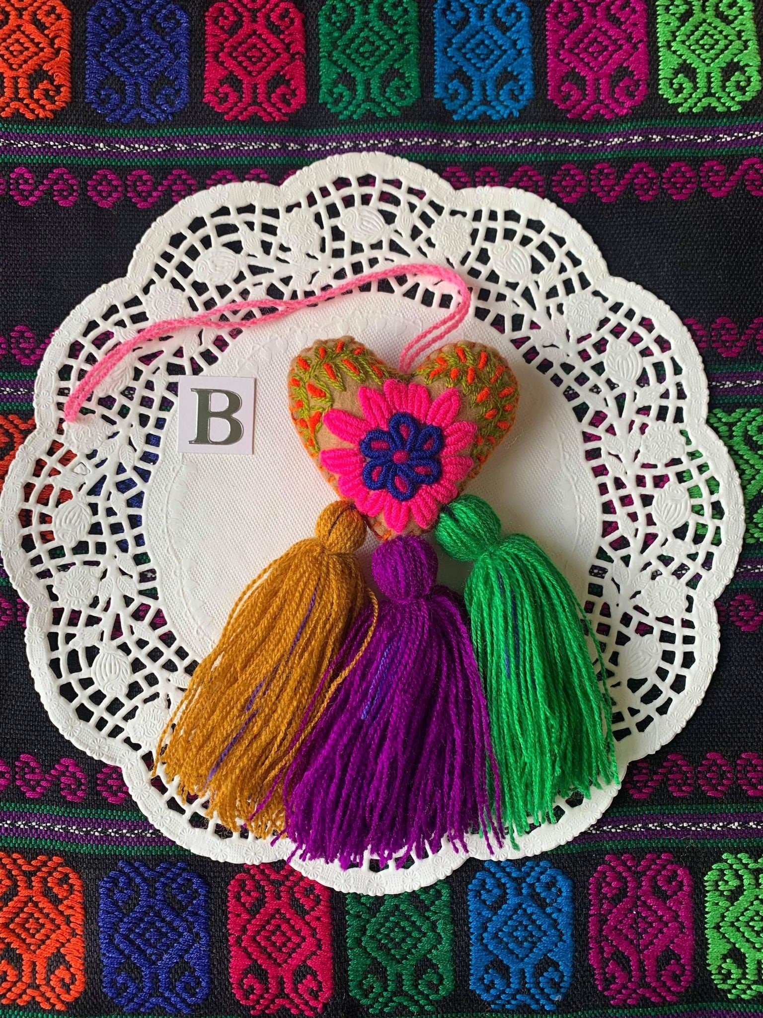 Image of Artisanal Heart Tassel Charm - Handmade Tassel Charm