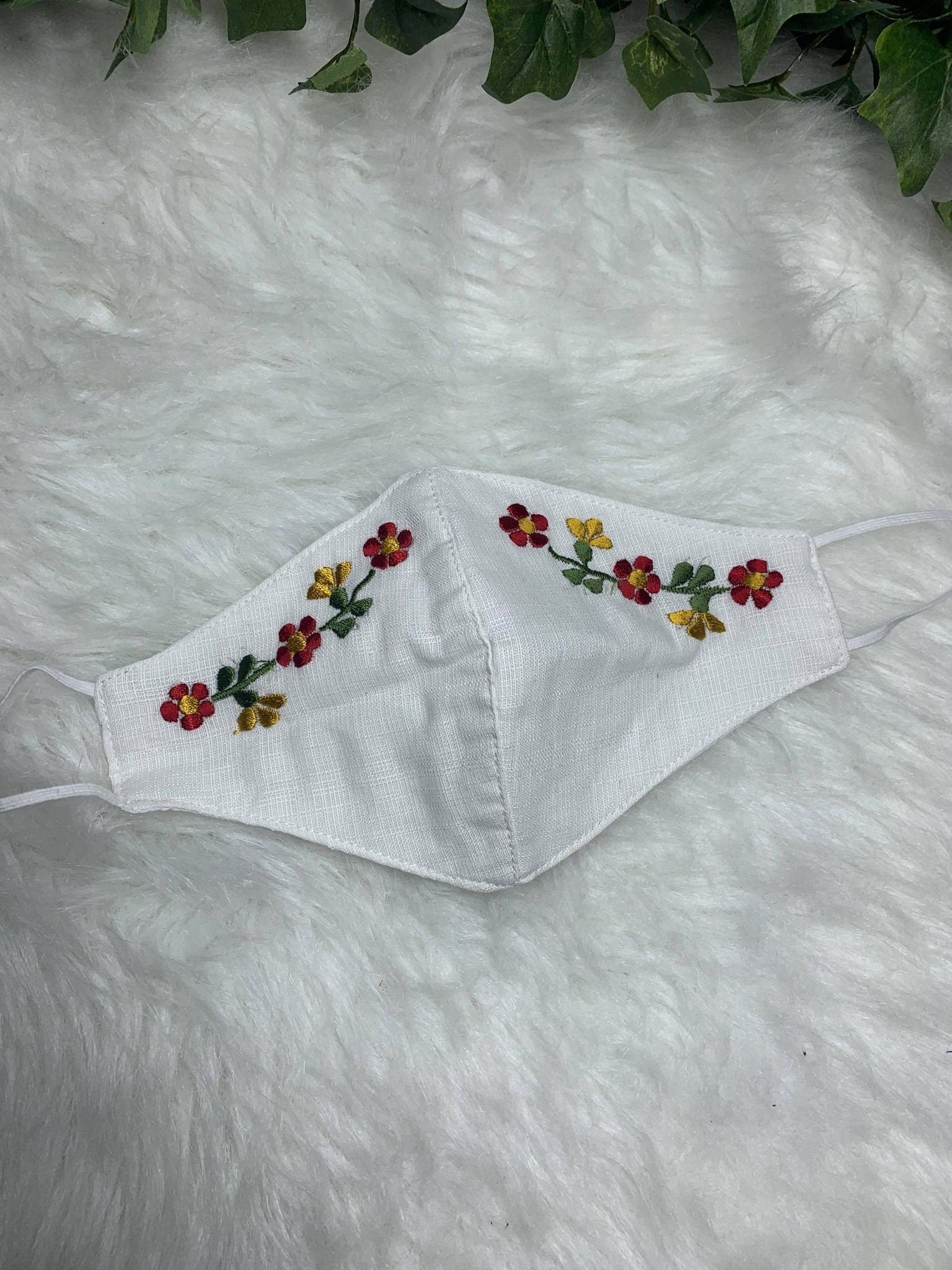 Image of Mexican Simple Embroidered Face Mask - Handmade Artisanal Face Masks