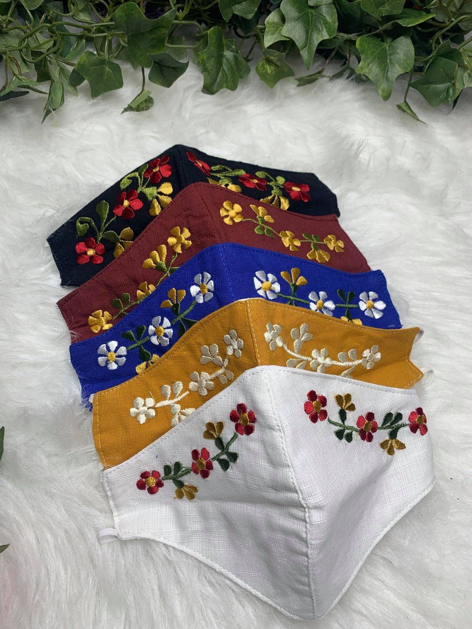 Image of Mexican Simple Embroidered Face Mask - Handmade Artisanal Face Masks