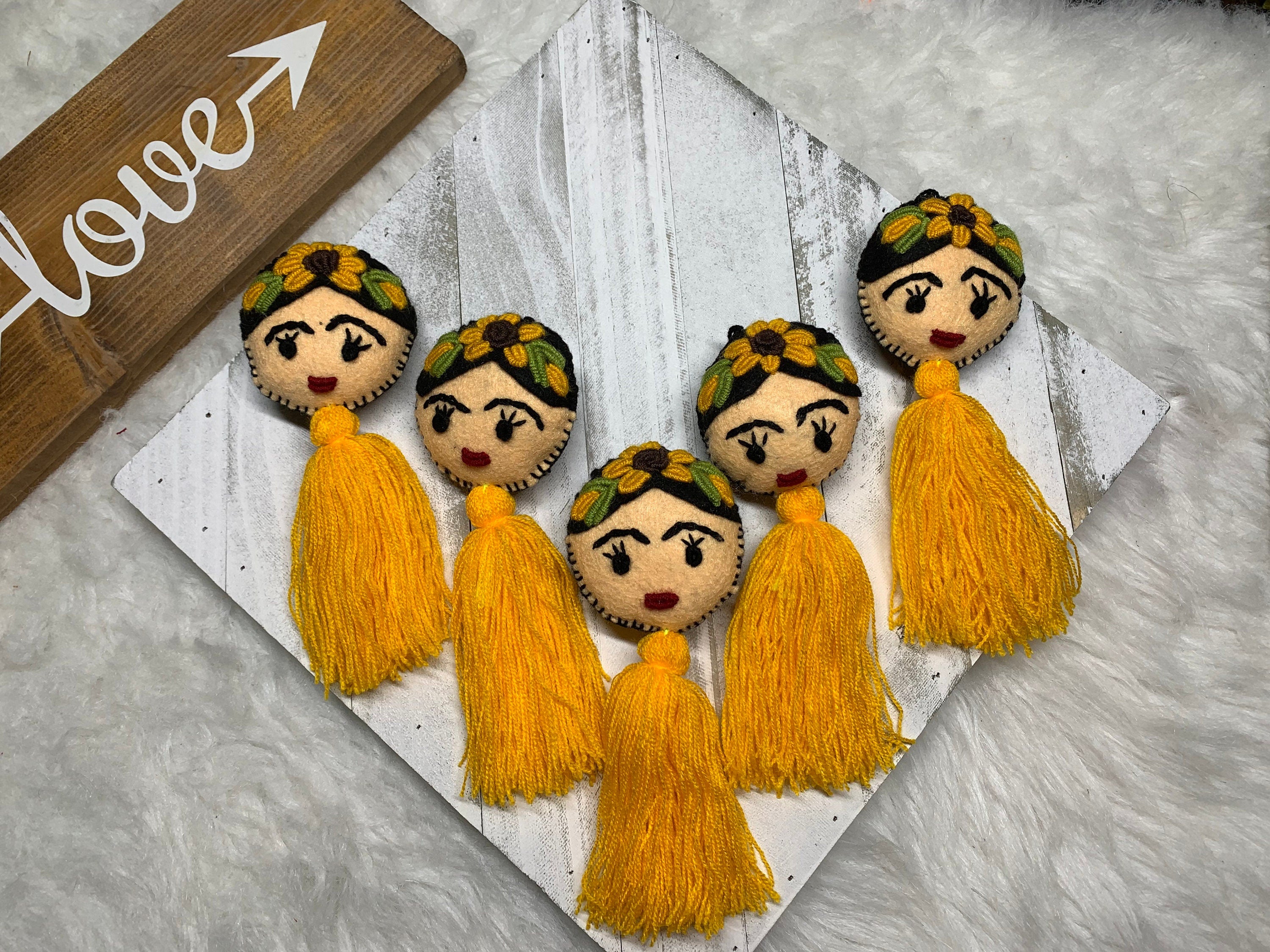 Image of Artisanal Frida Tassel Charm - Handmade Tassel Charm - Car Charm