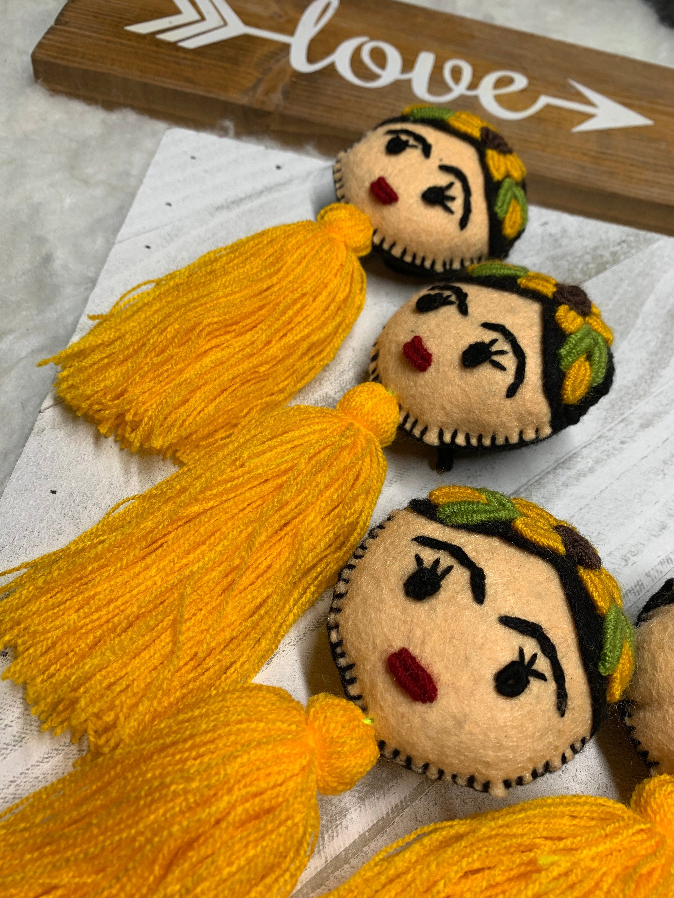 Image of Artisanal Frida Tassel Charm - Handmade Tassel Charm - Car Charm