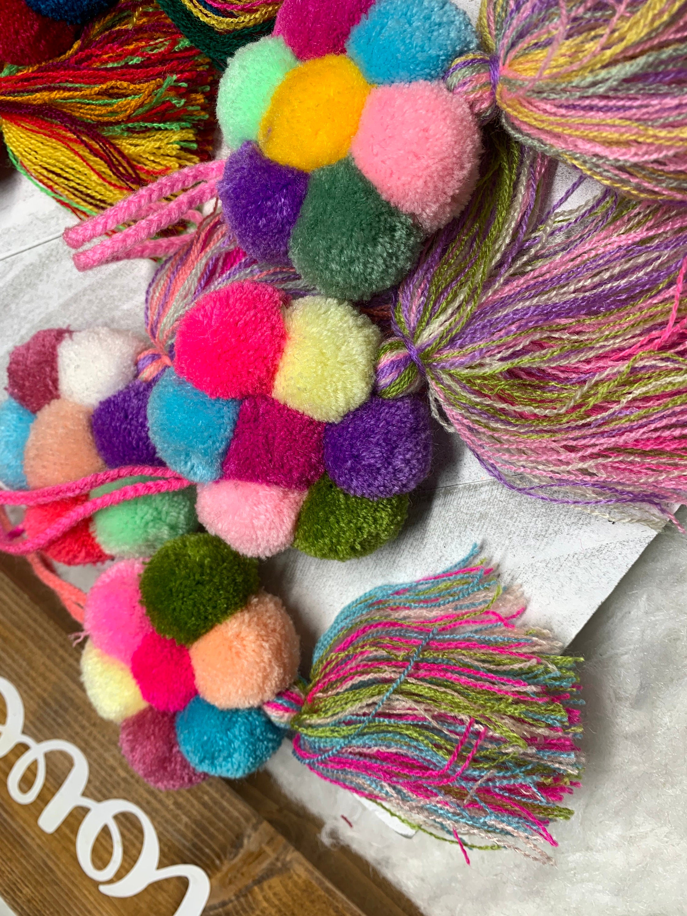 Artisanal PomPom Flower Tassel Charm - Handmade Tassel Charm