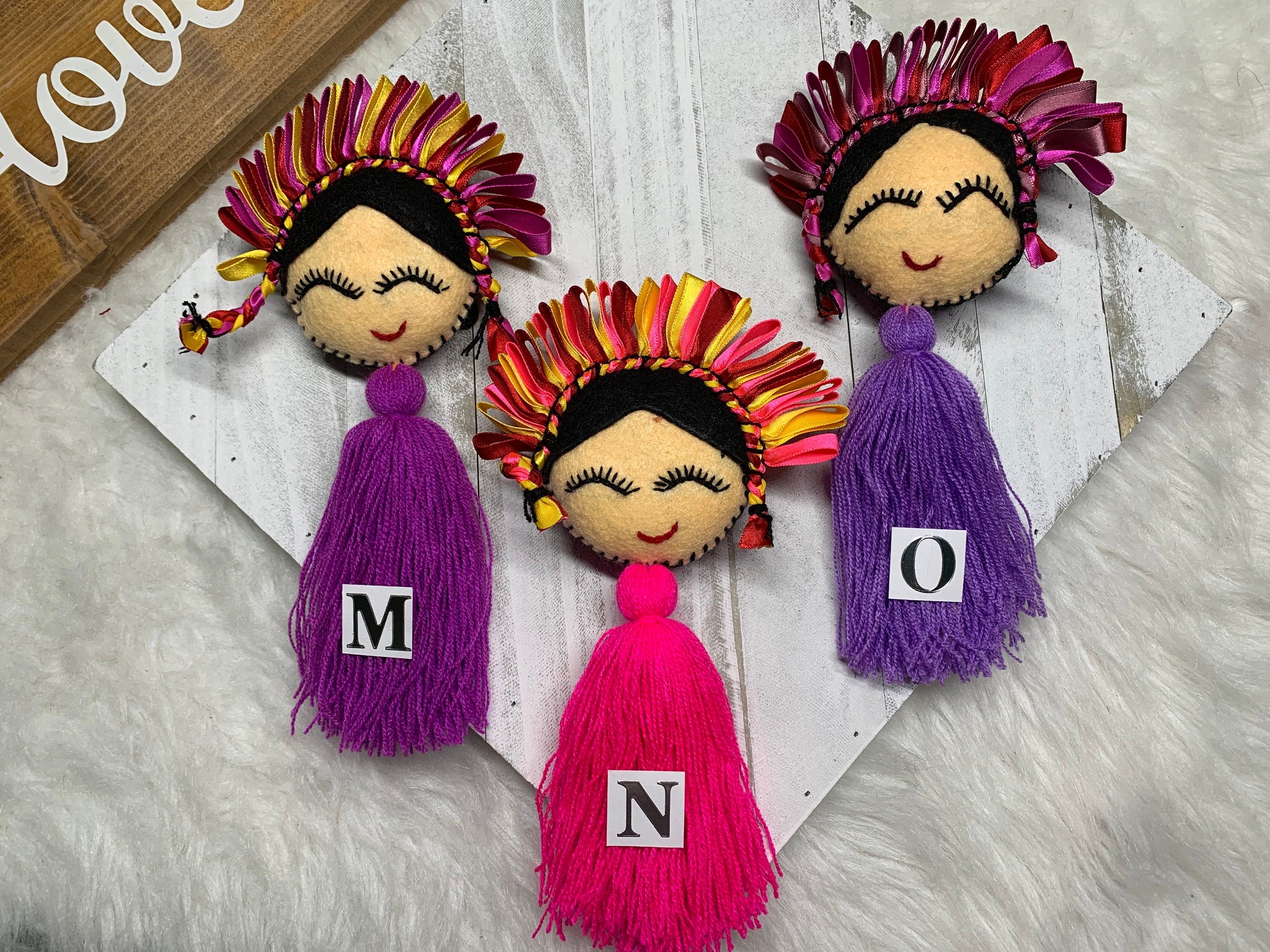 Image of Artisanal Lele Doll Tassel Charm - Handmade Tassel Charm - Car Decor