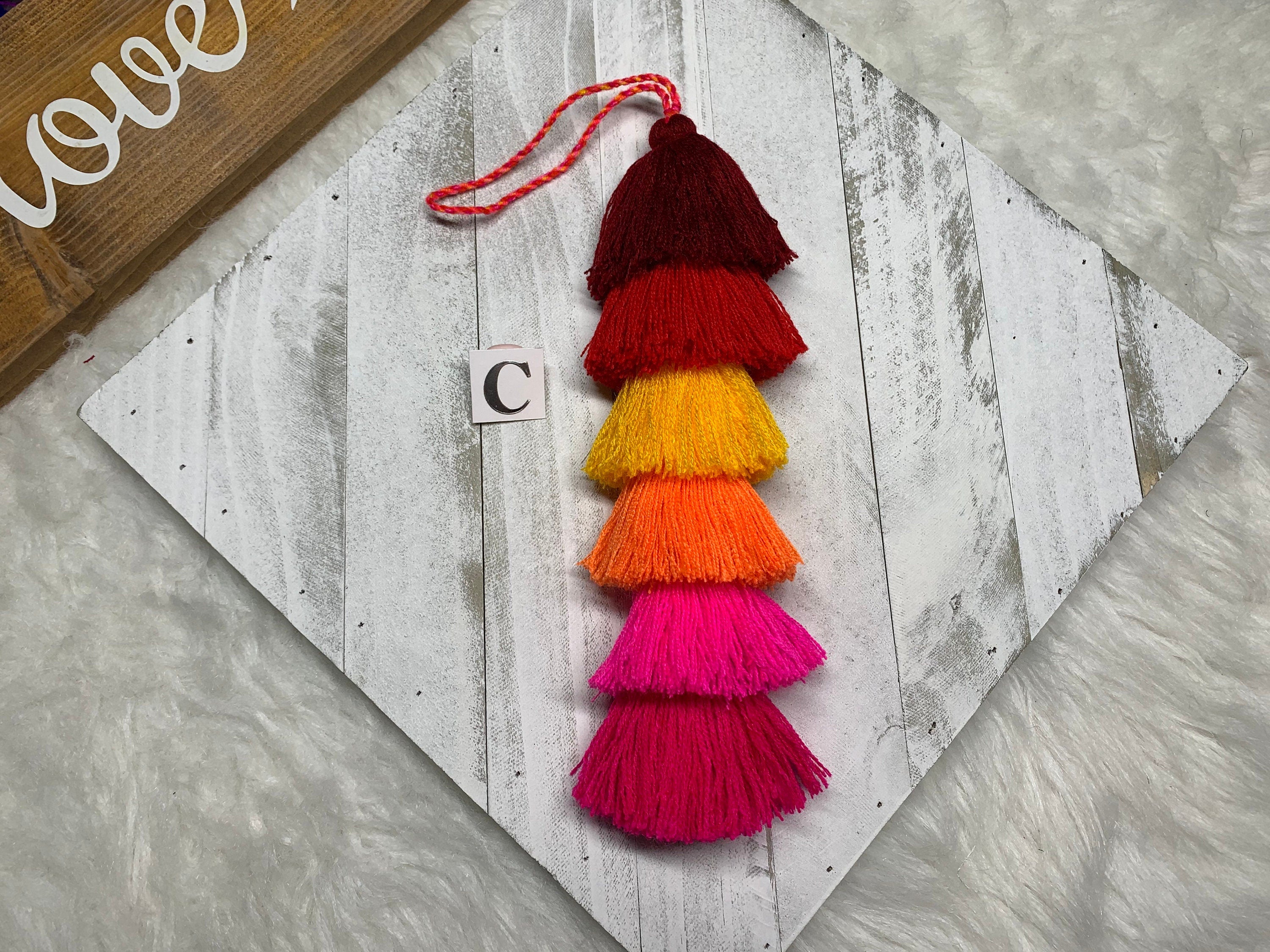 Image of Artisanal Rainbow Tassel Charm - Handmade Tassel Charm