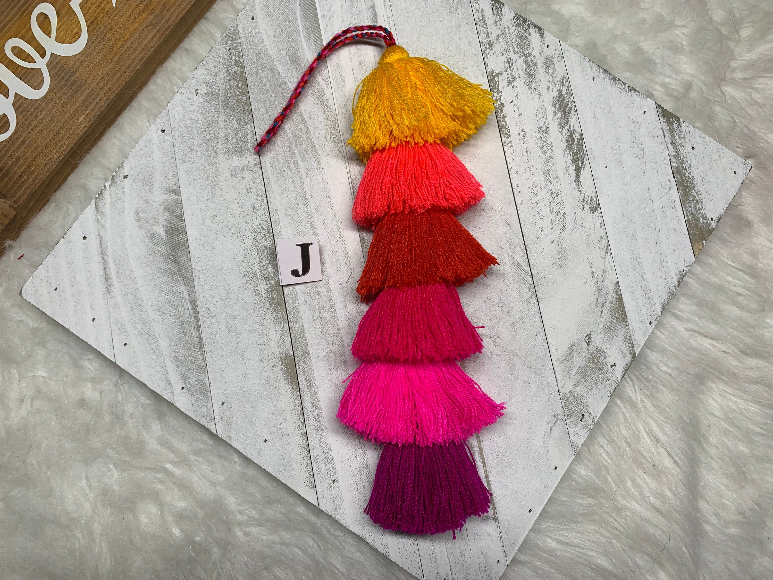 Image of Artisanal Rainbow Tassel Charm - Handmade Tassel Charm