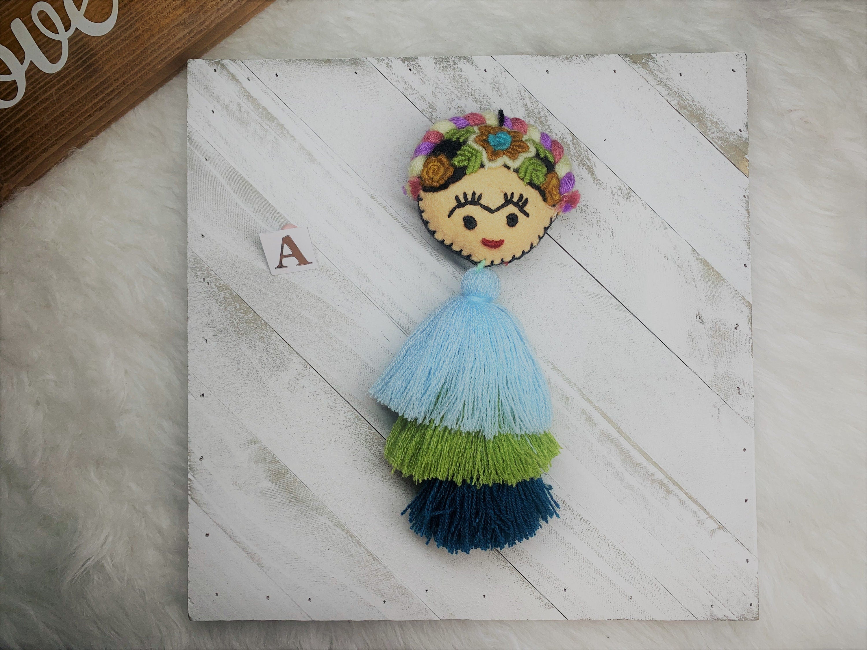 Image of Artisanal Frida Tassel Charm - Handmade Tassel Charm - Car Decor
