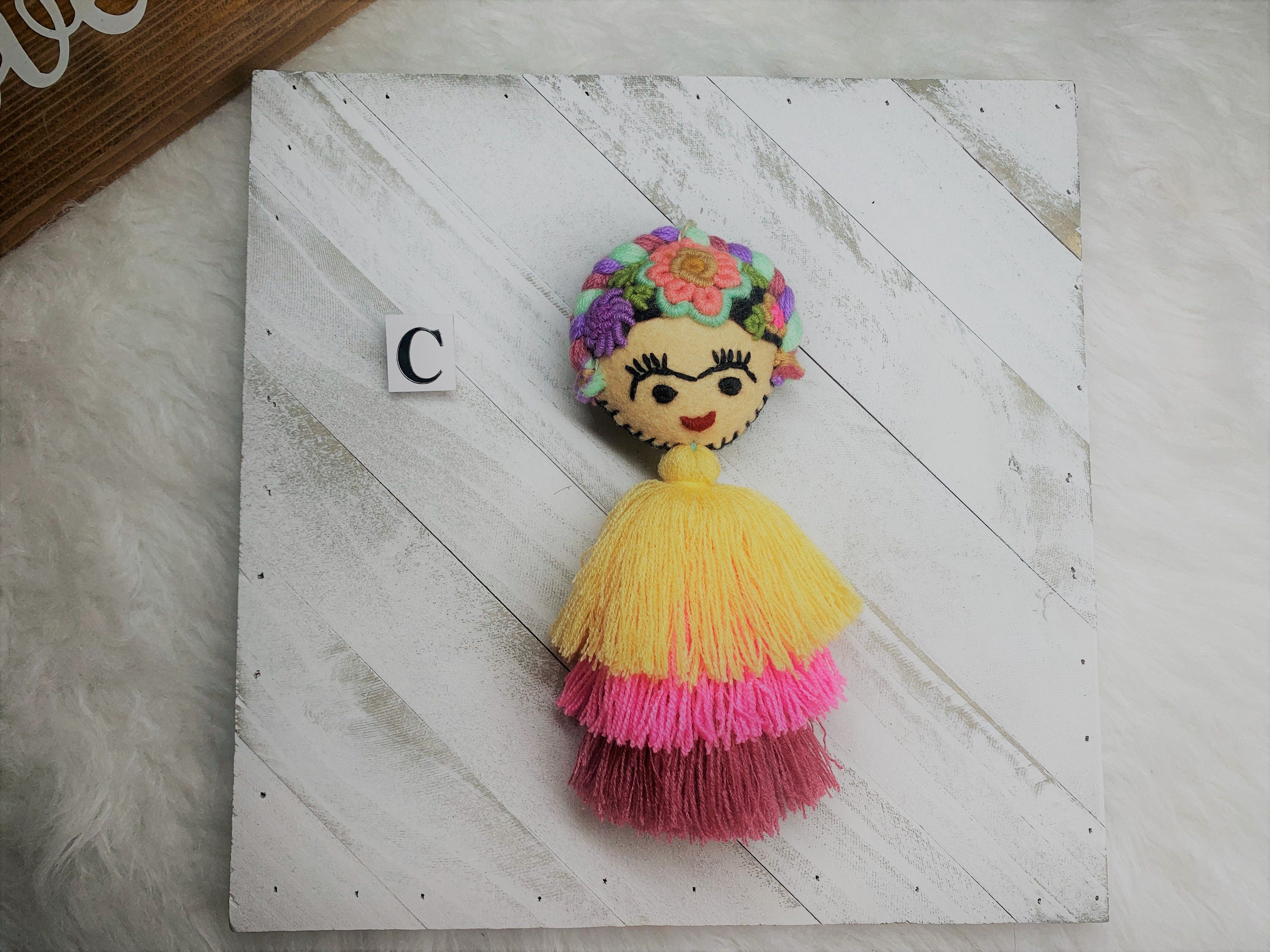 Image of Artisanal Frida Tassel Charm - Handmade Tassel Charm - Car Decor