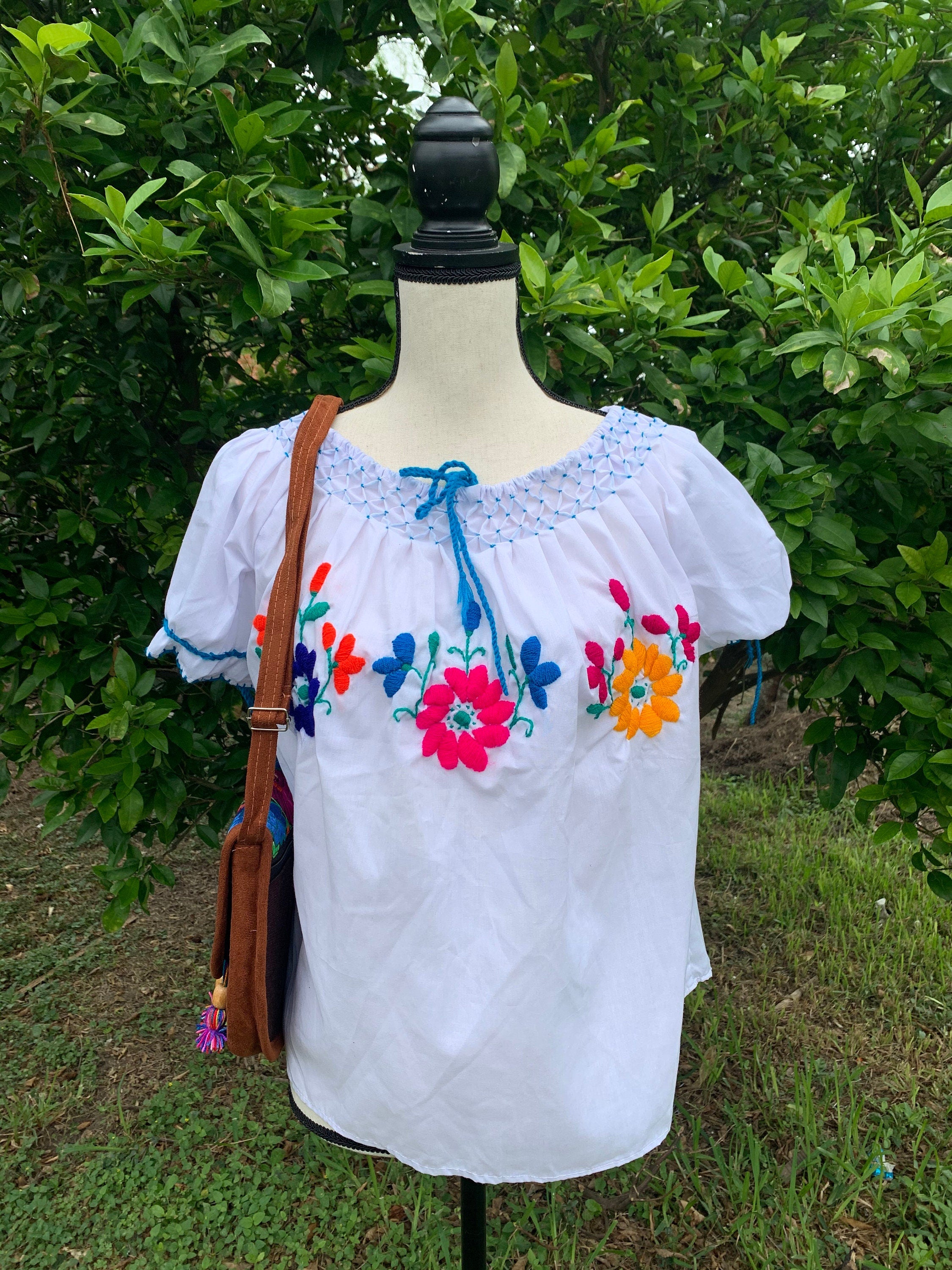 Image of Hand Embroidered Artisanal Blouse - Mexican Blouse - Fiesta Blouse - S/M