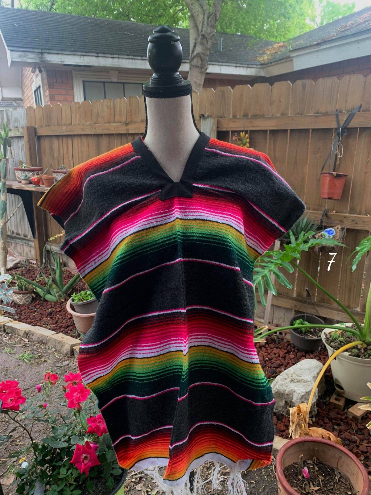 Image of Mexican Zarape Poncho ADULT SMALL - Handmade Zarape