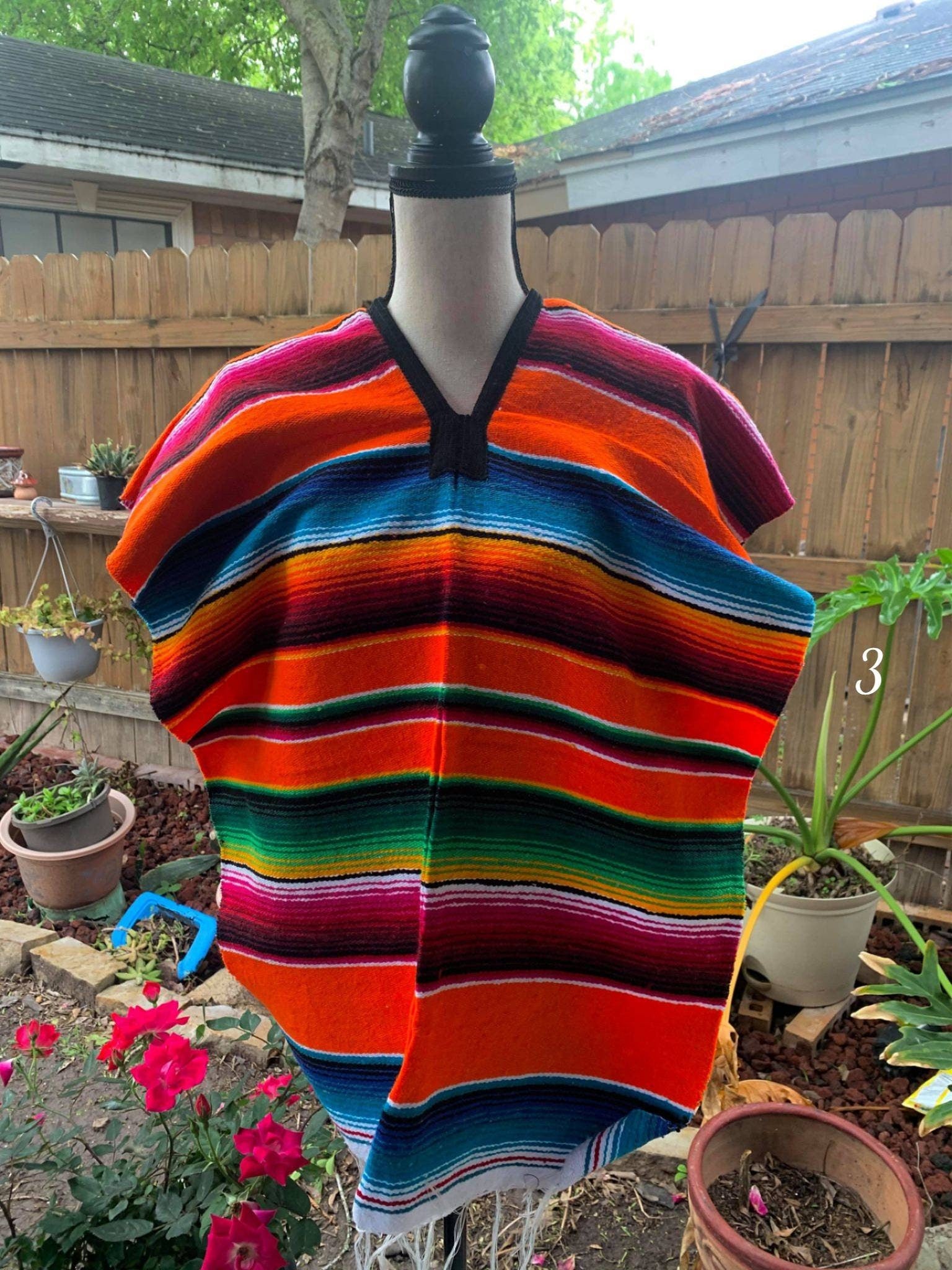 Mexican Zarape Poncho ADULT SMALL - Handmade Zarape