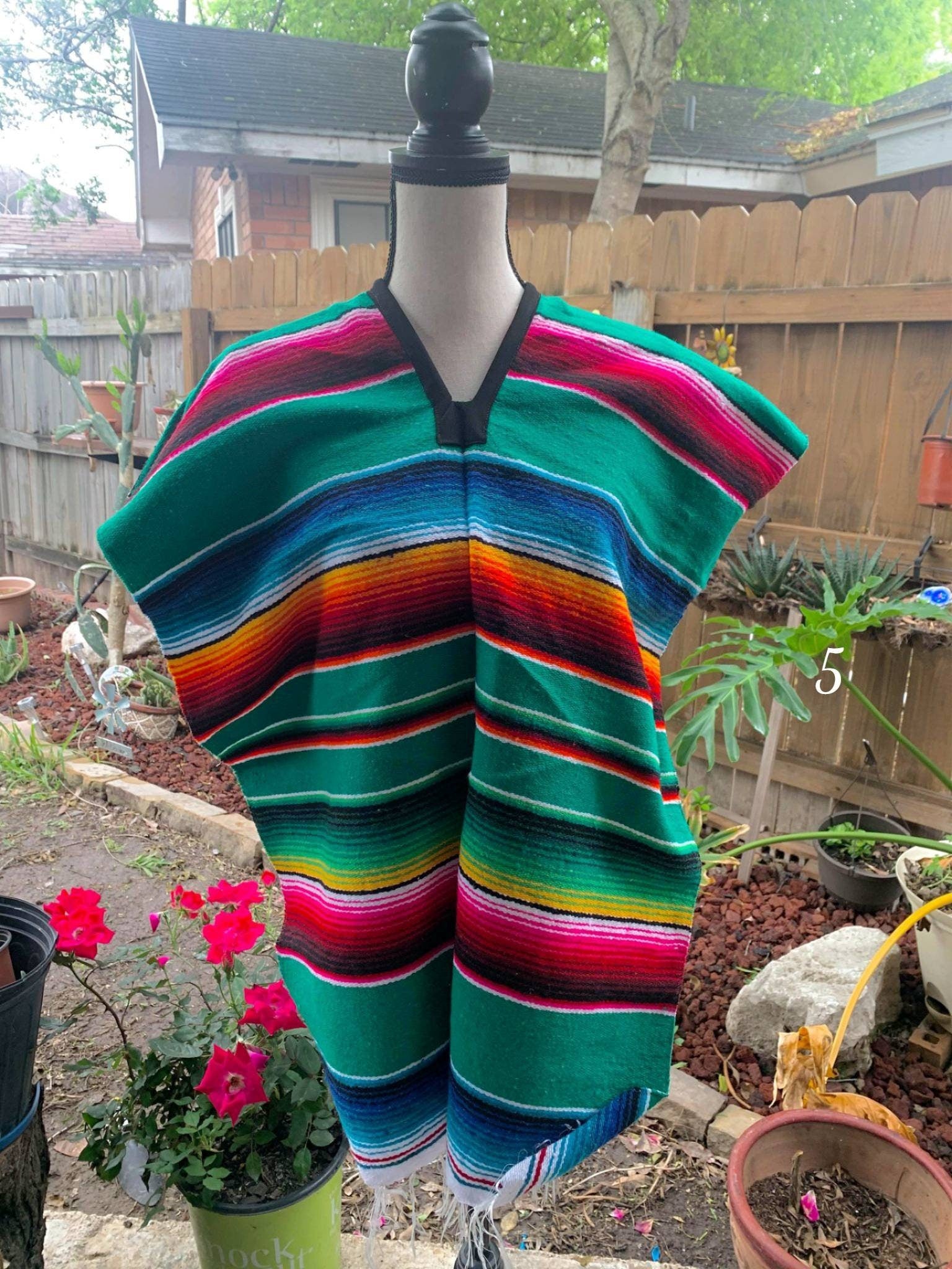 Image of Mexican Zarape Poncho ADULT SMALL - Handmade Zarape