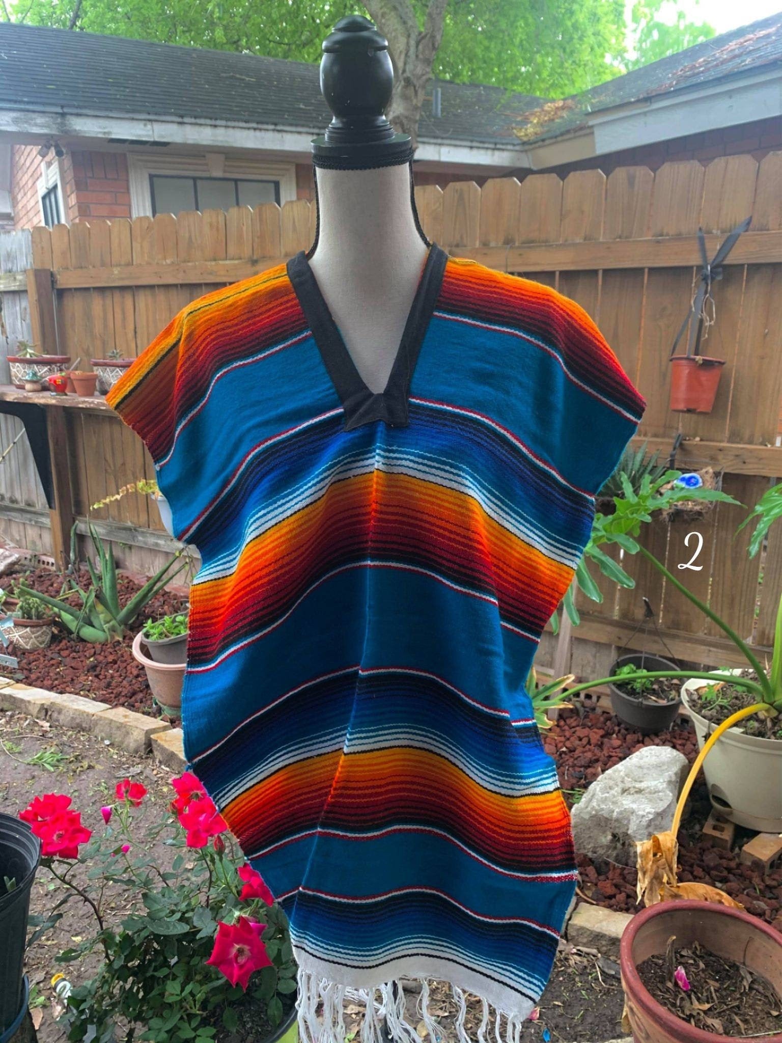 Mexican Zarape Poncho ADULT SMALL - Handmade Zarape