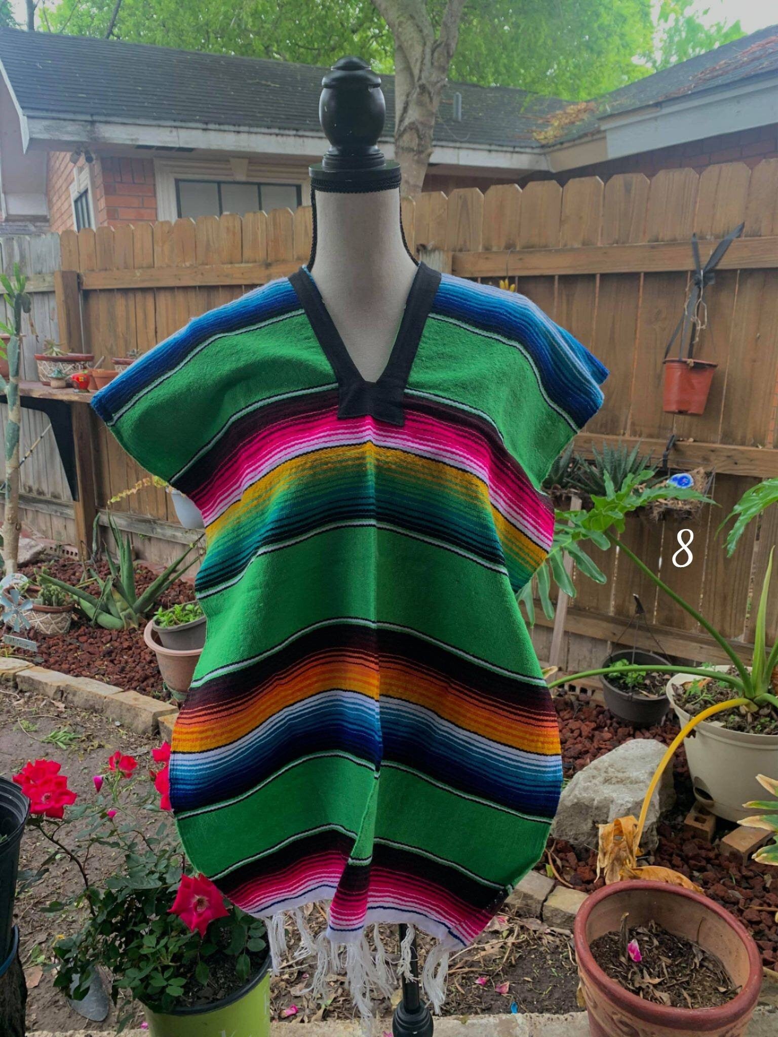 Image of Mexican Zarape Poncho ADULT SMALL - Handmade Zarape