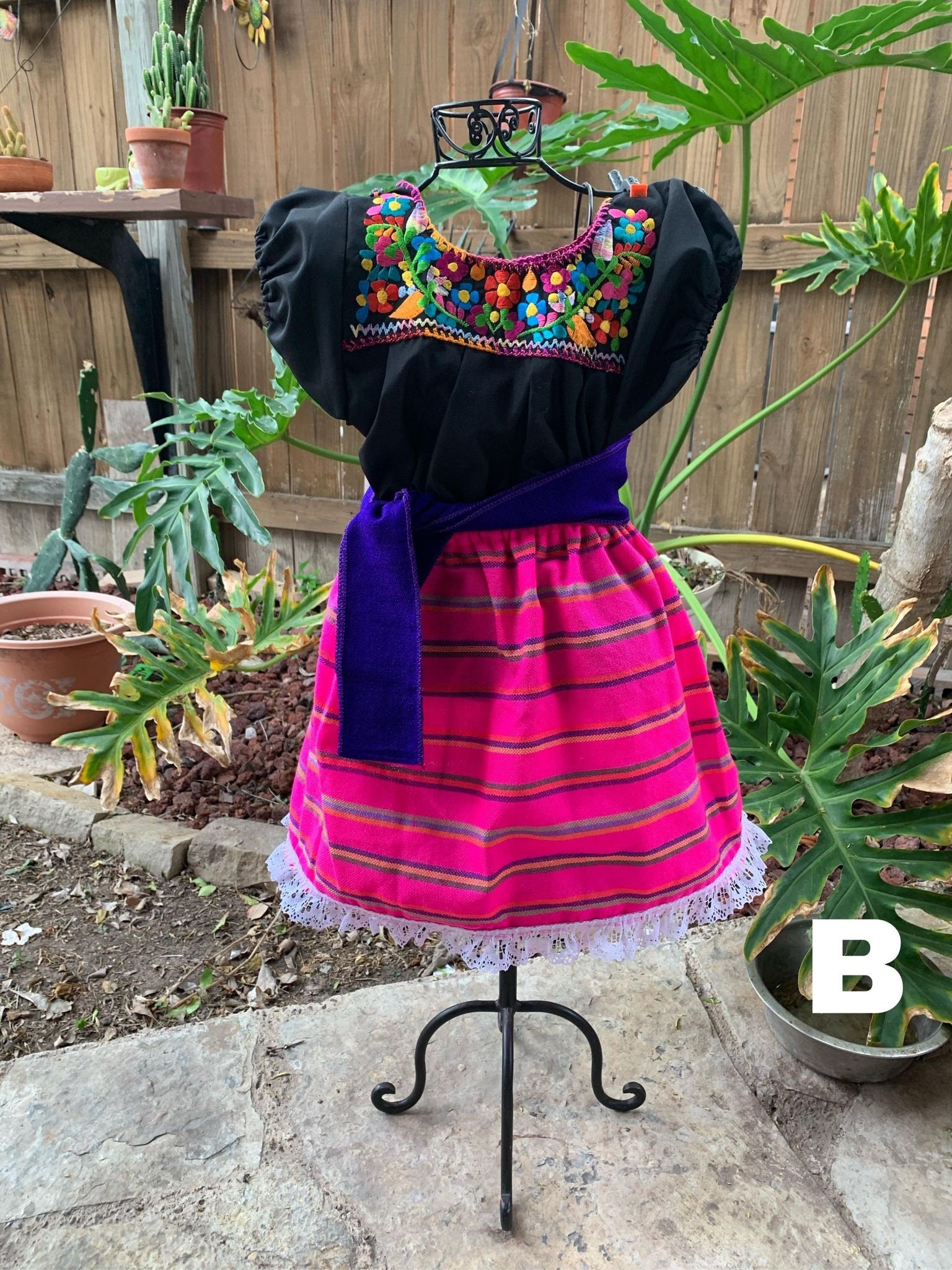 Image of 24 M Zarape Girls Artisanal Outfit - 3 piece Outfit Skirt, blouse and belt