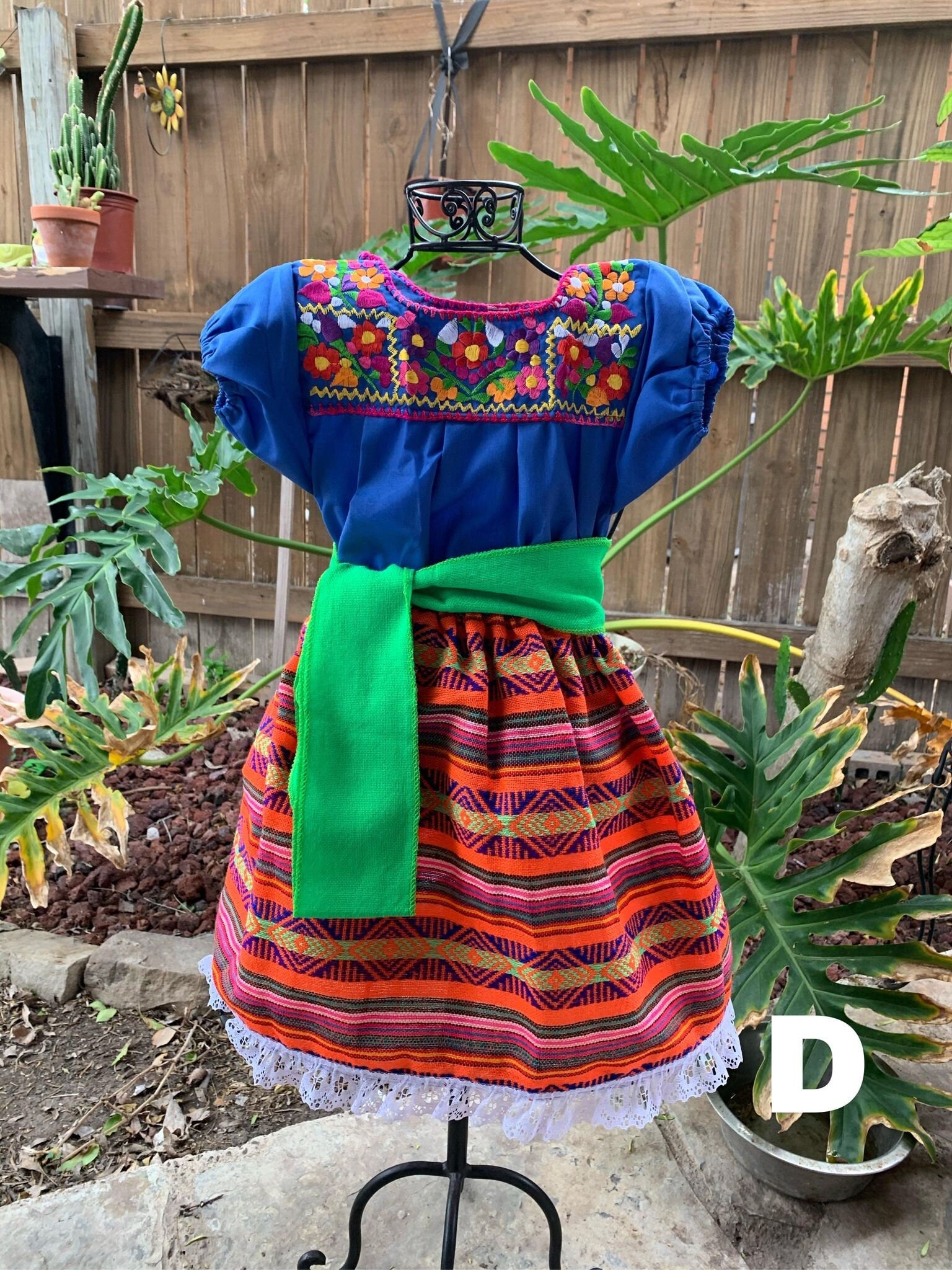 24 M Zarape Girls Artisanal Outfit - 3 piece Outfit Skirt, blouse and belt