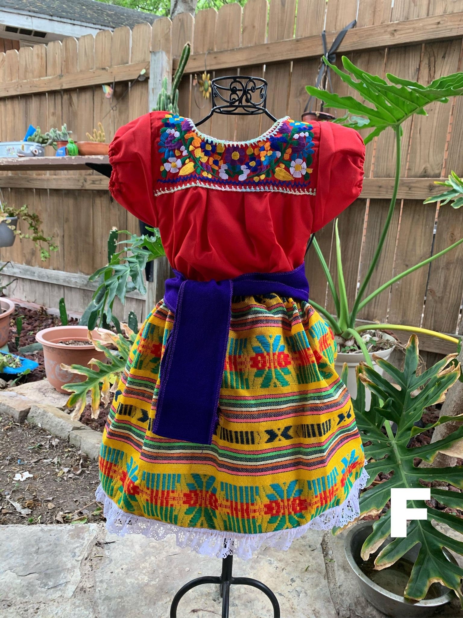 24 M Zarape Girls Artisanal Outfit - 3 piece Outfit Skirt, blouse and belt