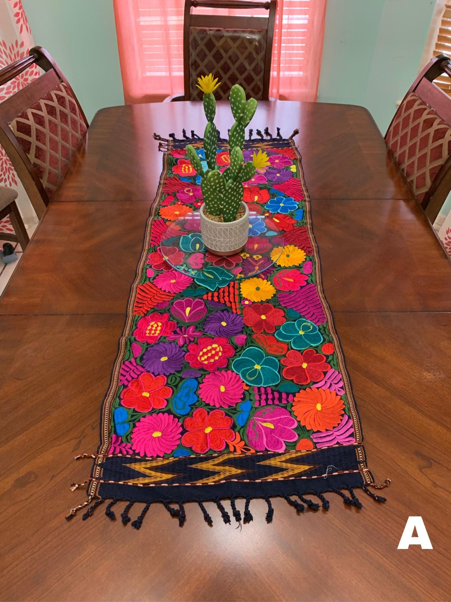 Image of Artisanal Embroidered SMALL Table Runner - Mexican Table Runner