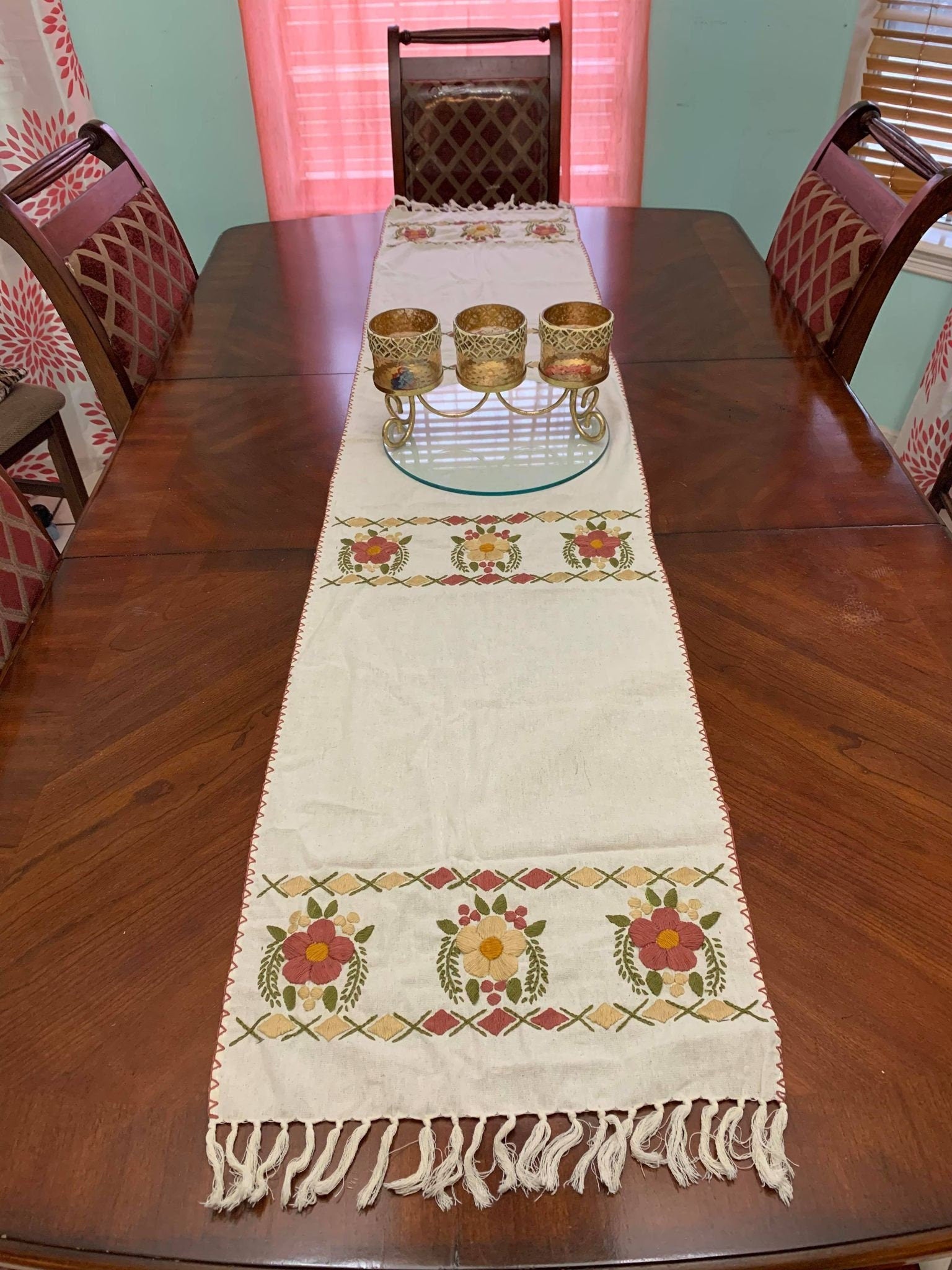 Image of Artisanal Handmade Table Runner - Mexican Table Runner - Artisan Made Table Runners
