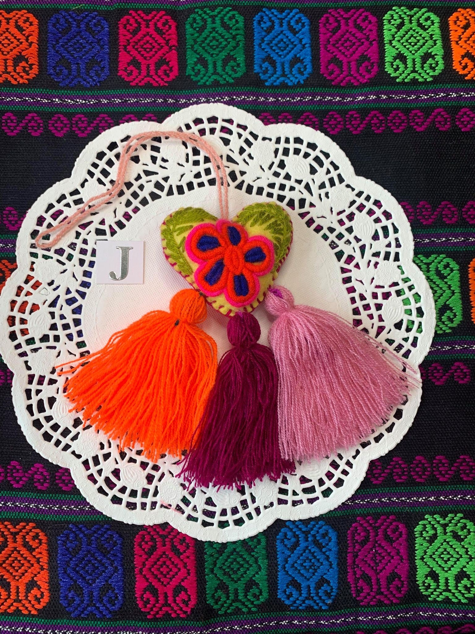 Image of Artisanal Heart Tassel Charm - Handmade Tassel Charm