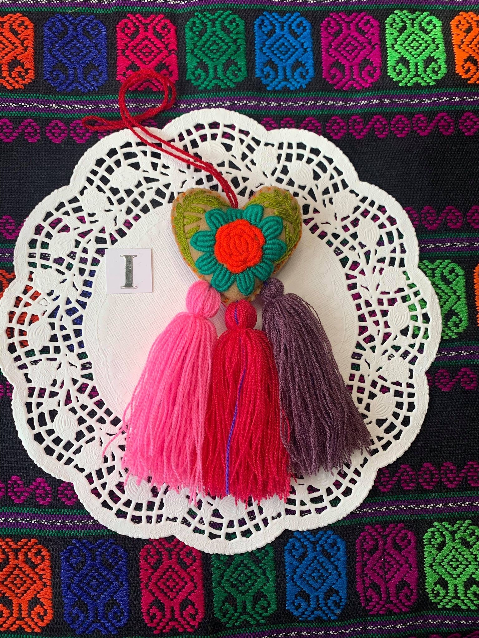 Image of Artisanal Heart Tassel Charm - Handmade Tassel Charm