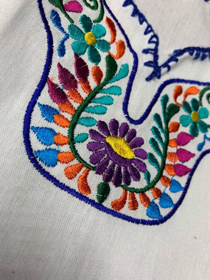 Image of Mexican Floral Embroidered Girls Dress - Handcrafted Floral Dress