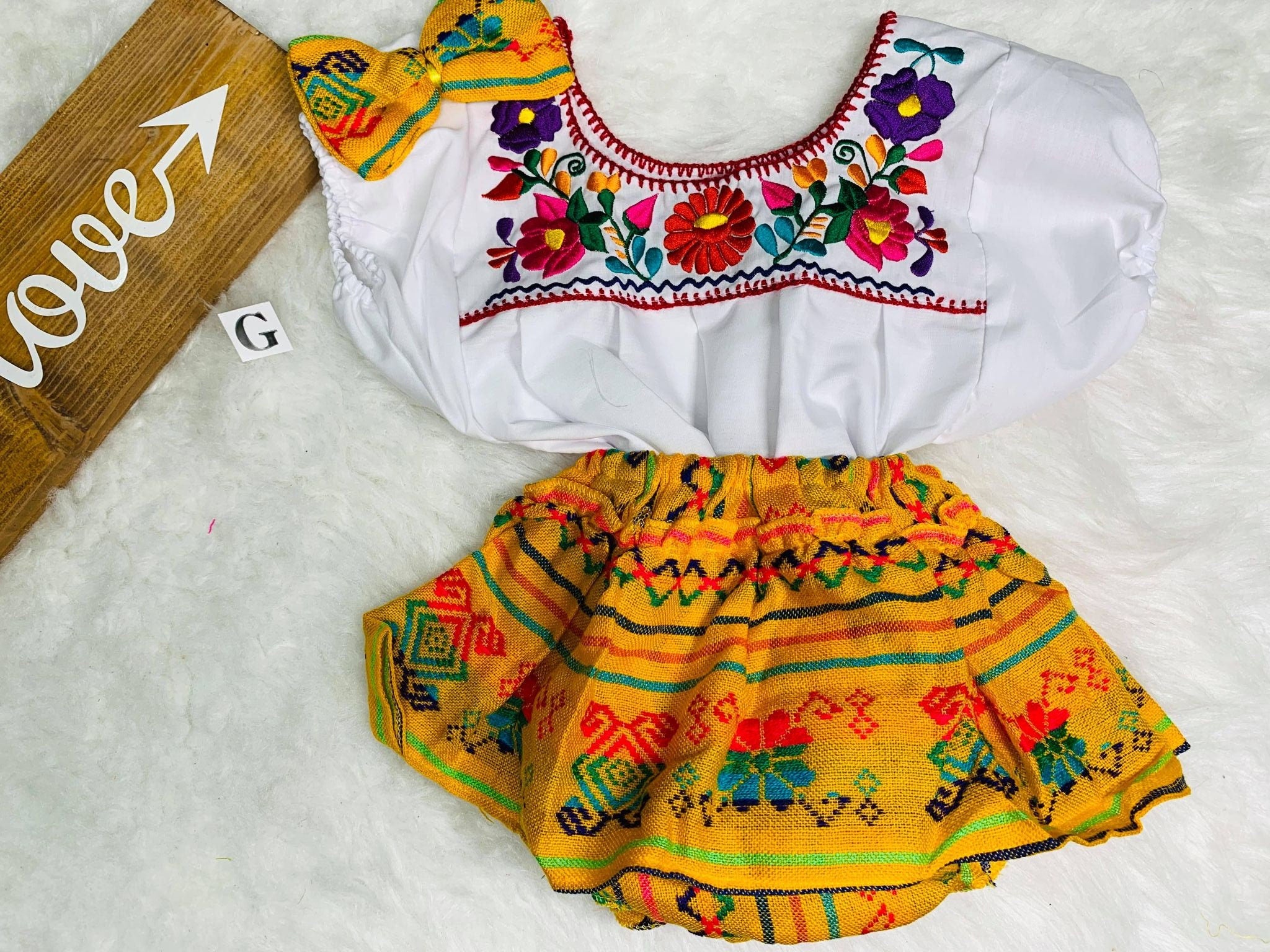 Image of 4T - Baby Sarape Bloomers, 3 piece Outfit w/Hairbow, blouse is included