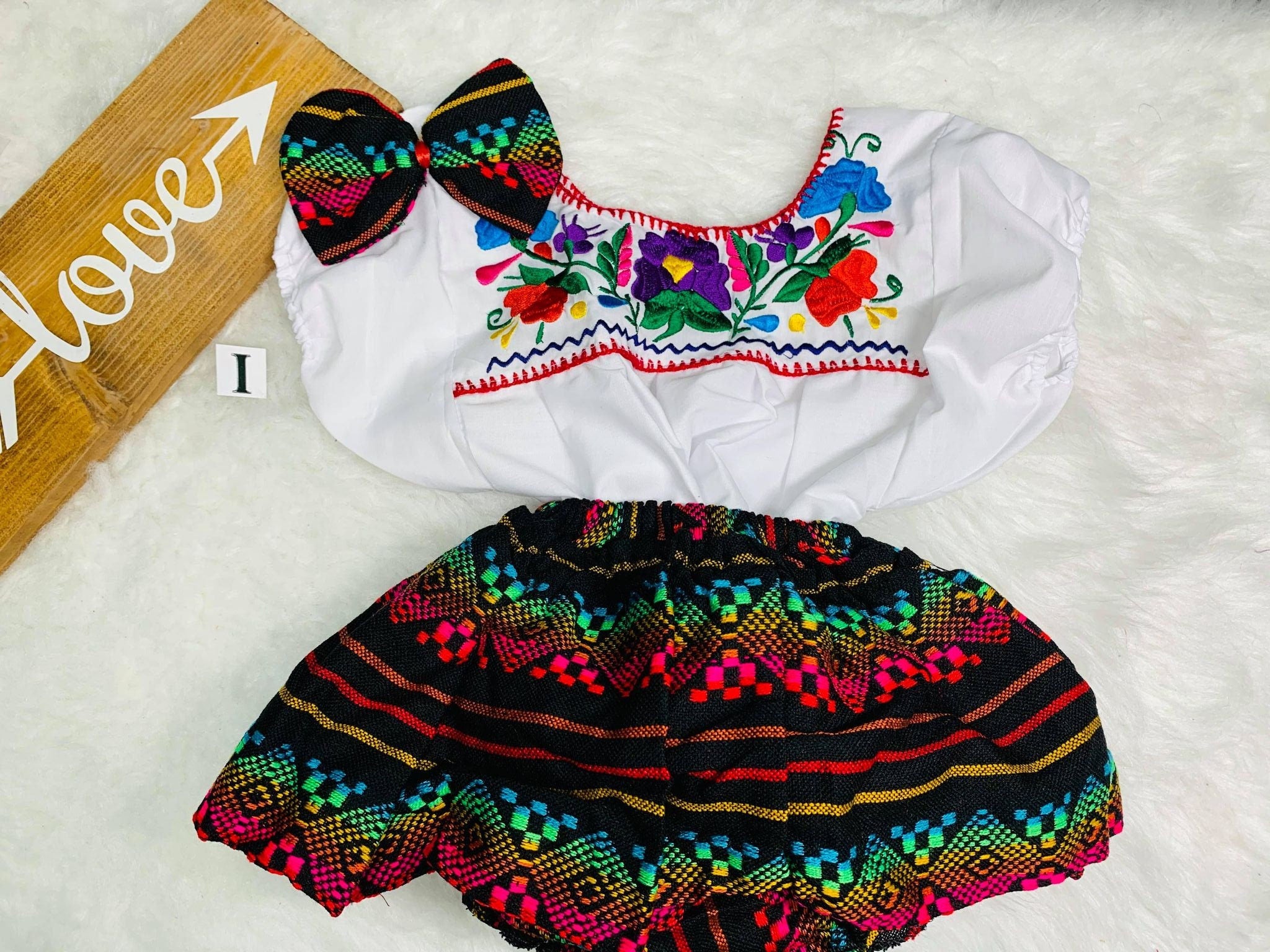Image of 4T - Baby Sarape Bloomers, 3 piece Outfit w/Hairbow, blouse is included